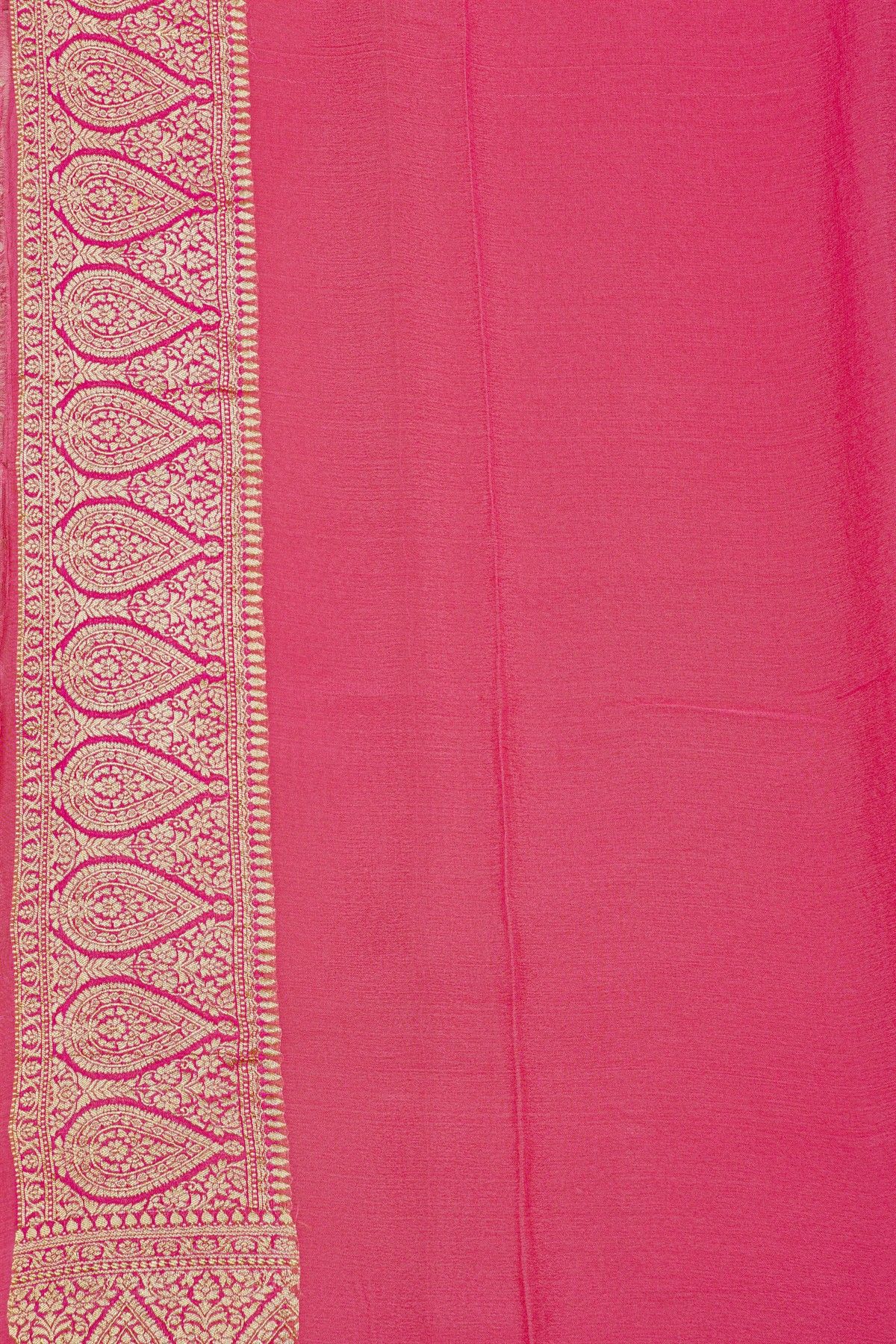 Fancy Georgette Peach Saree With Florals And Leaves Body And Self Florals And Leaves Border