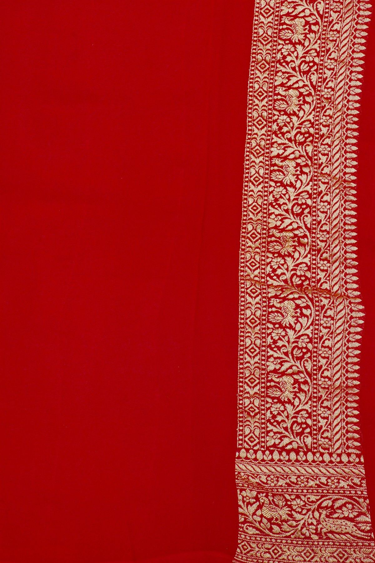 Banarasi Silk Purple Saree With Florals And Leaves Jaal With Animals Body And Contrast Florals And Leaves Jaal Border