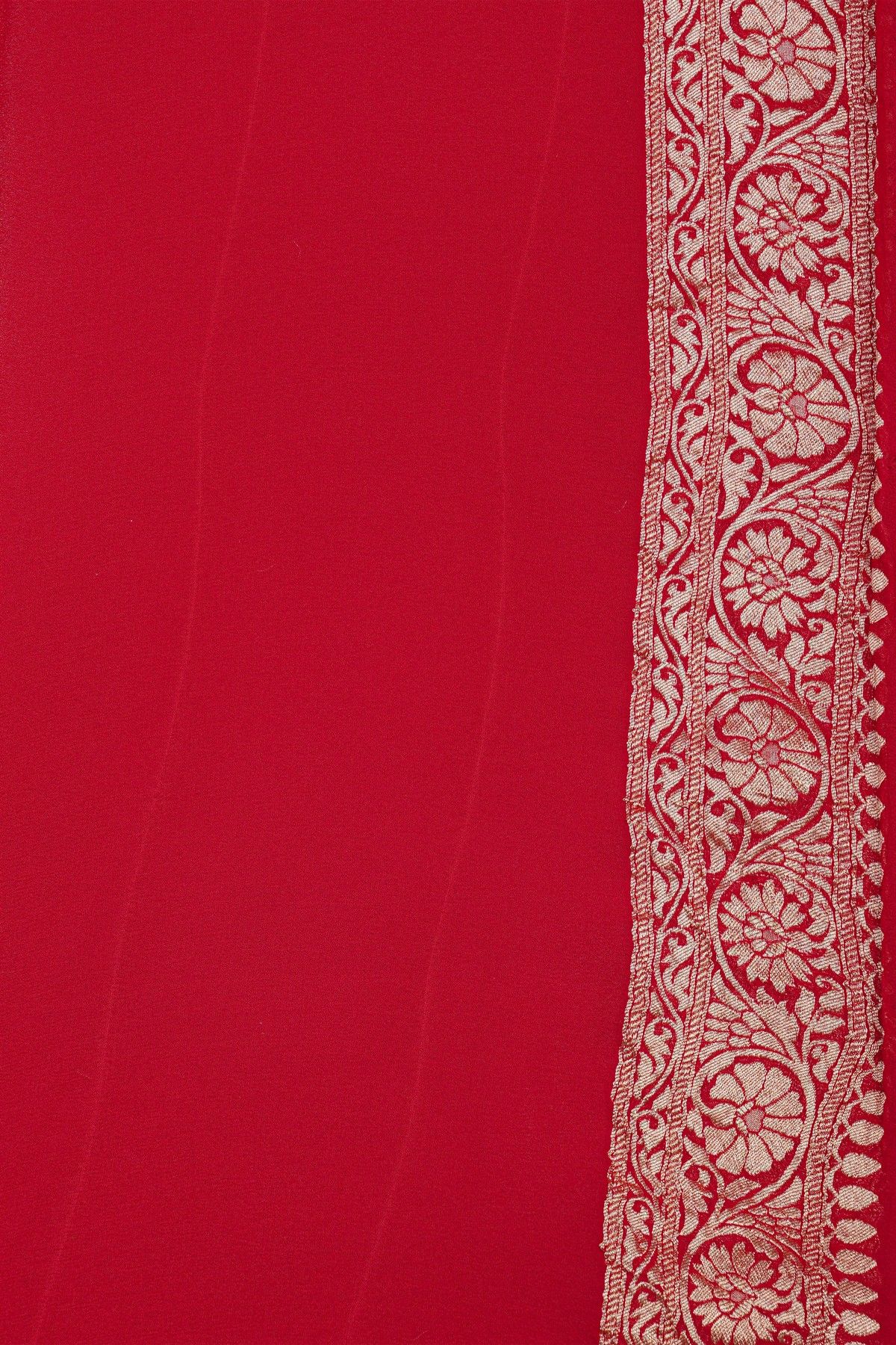 Banarasi Kaddi Georgette Red Saree With Geometric Shapes Body