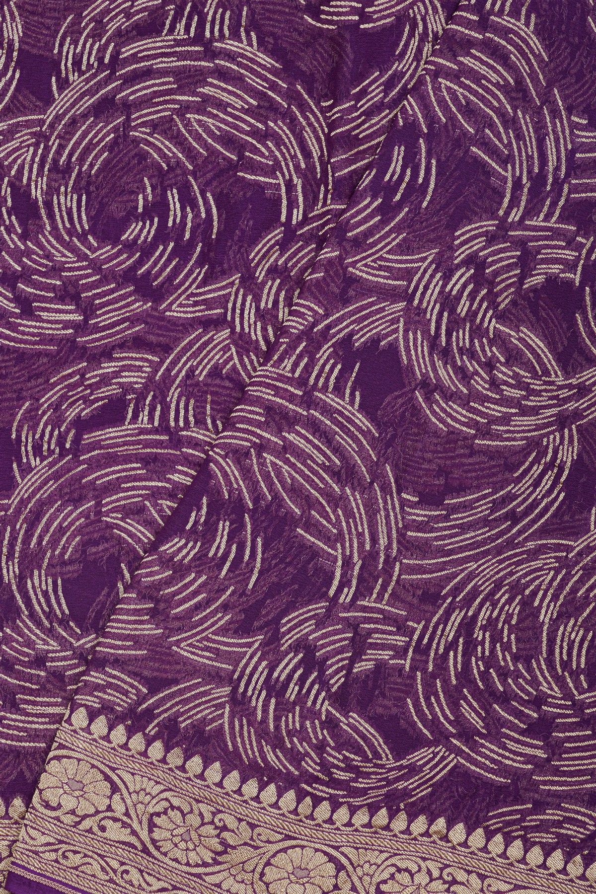 Banarasi Kaddi Georgette Purple Saree With Geometric Shapes Body