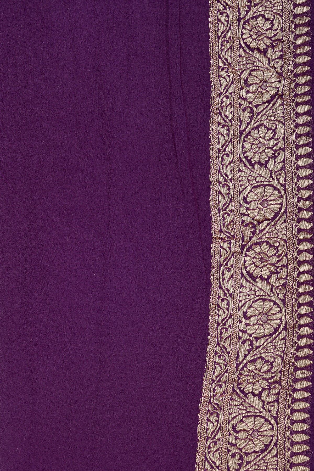 Banarasi Kaddi Georgette Purple Saree With Geometric Shapes Body