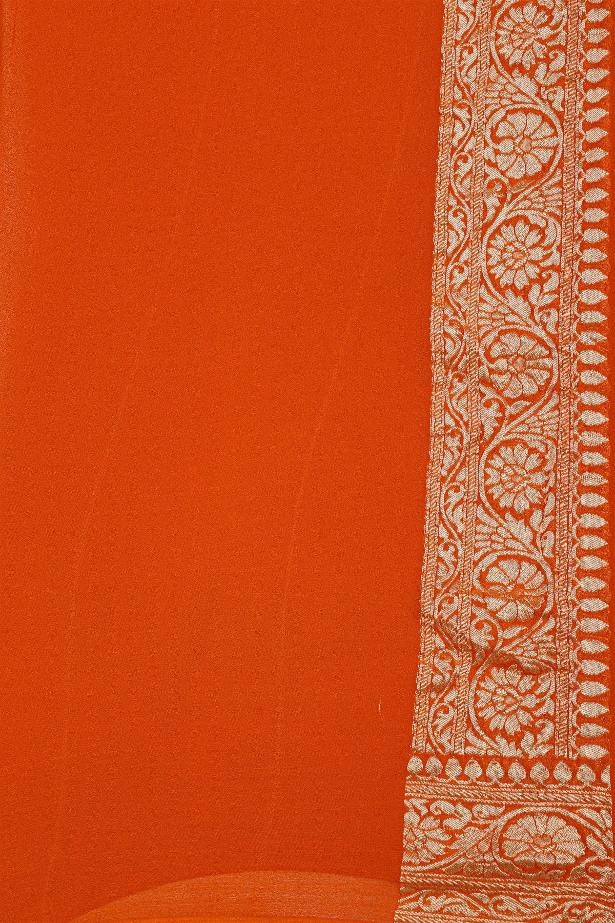 Banarasi Kaddi Georgette Orange Saree With Geometric Shapes Body