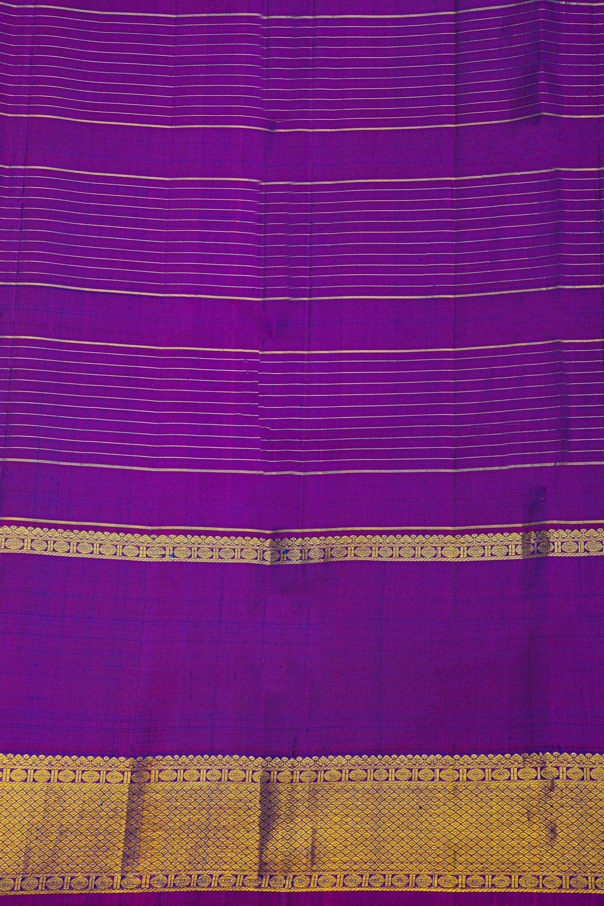 Kancheepuram Silk Blue Saree With Florals And Peacocks In Zari Checks