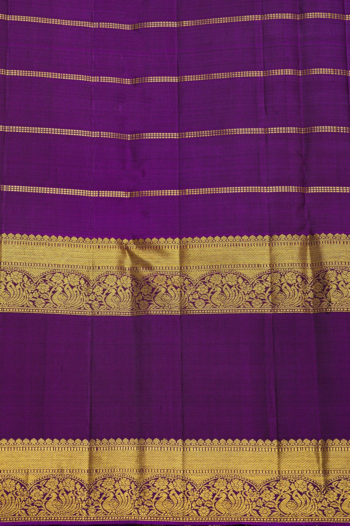 Kancheepuram Silk Brown Saree With Florals In Zari Checks Body Gap Border