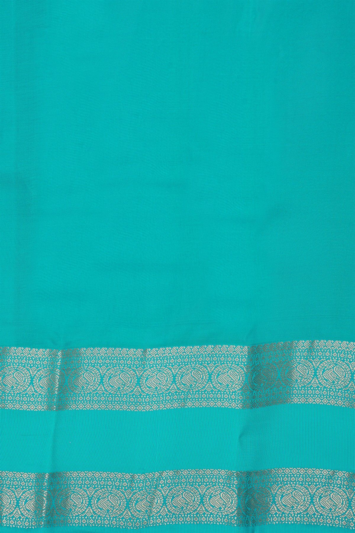 Kancheepuram Silk Navy Blue Saree With Florals And Pastel Colour Border