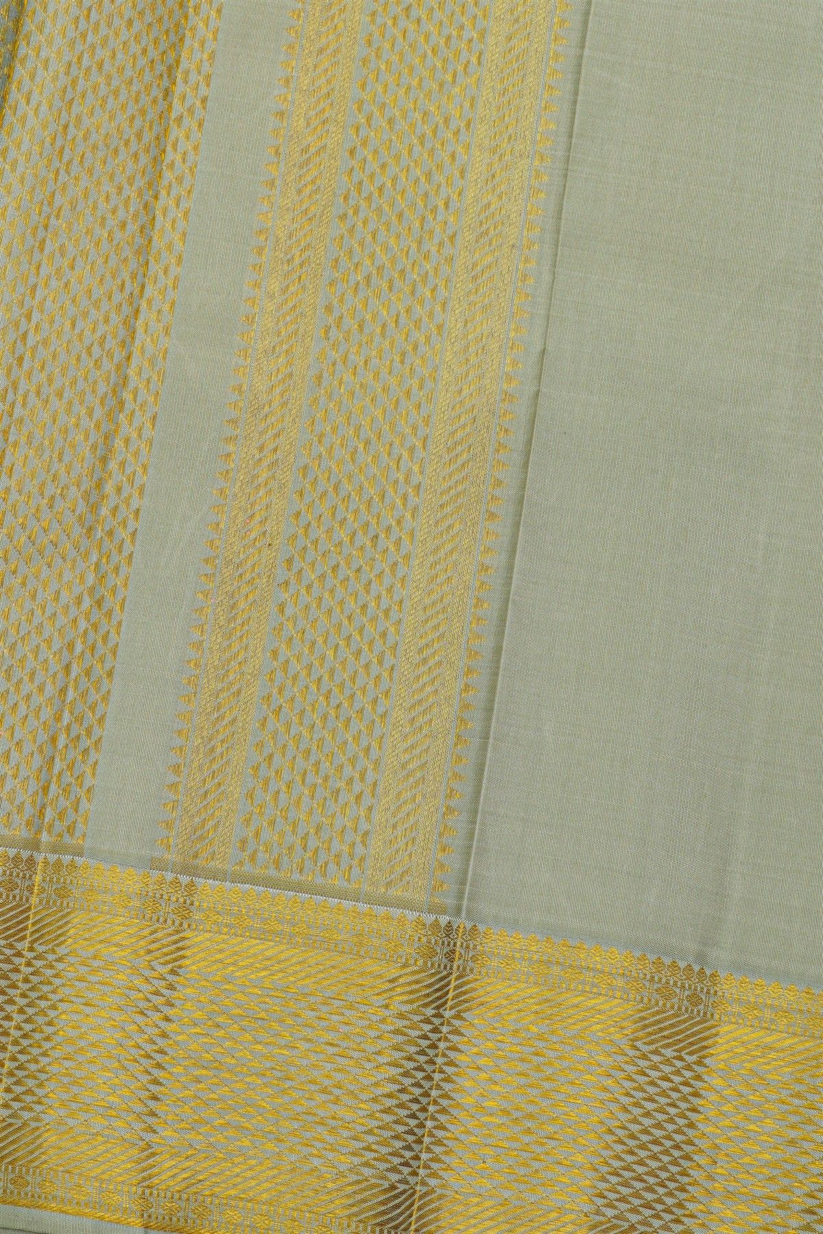 Kancheepuram Silk Off White Dhoti With Zari Buttis Border