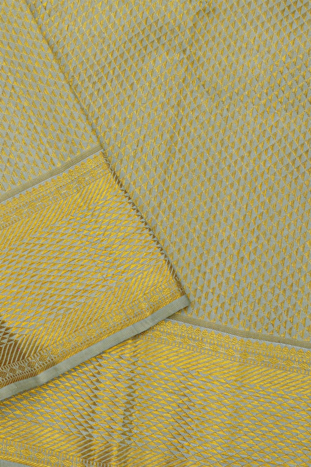 Kancheepuram Silk Off White Dhoti With Zari Buttis Border