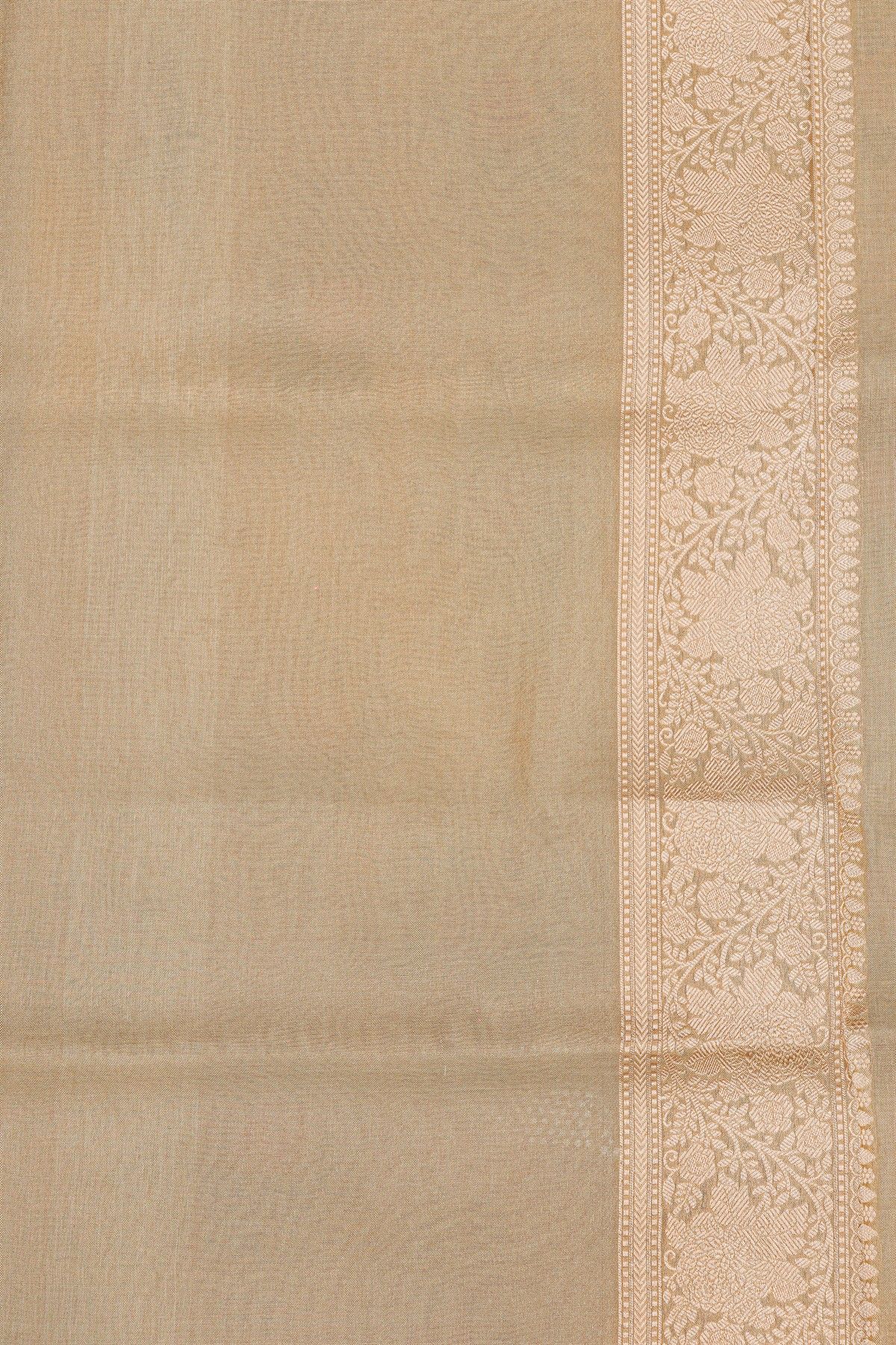 Banarasi Silk Elaichi Green Saree With Meenakari Florals Body