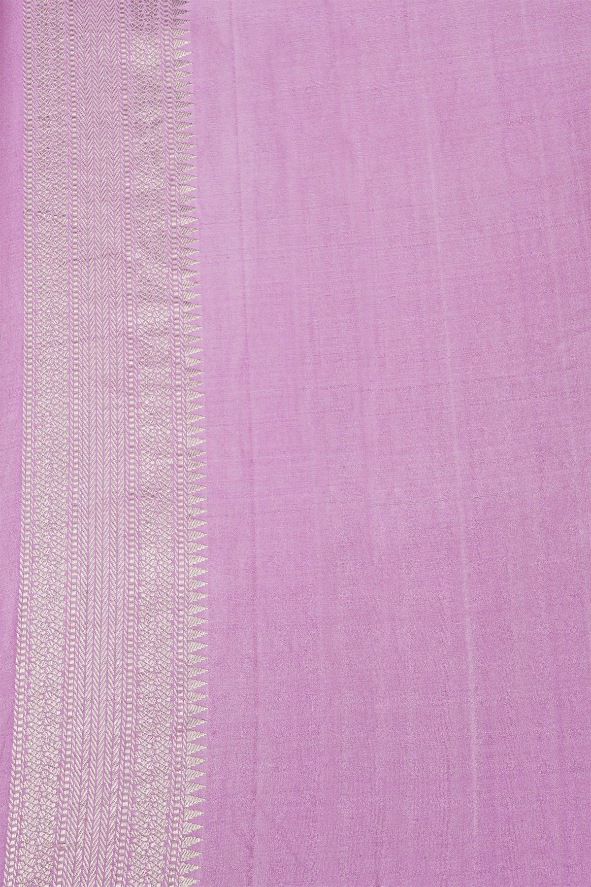 Banarasi Silk Lavender Saree With Zari Lines Body And Self Design Florals And Leaves With Diamonds Border