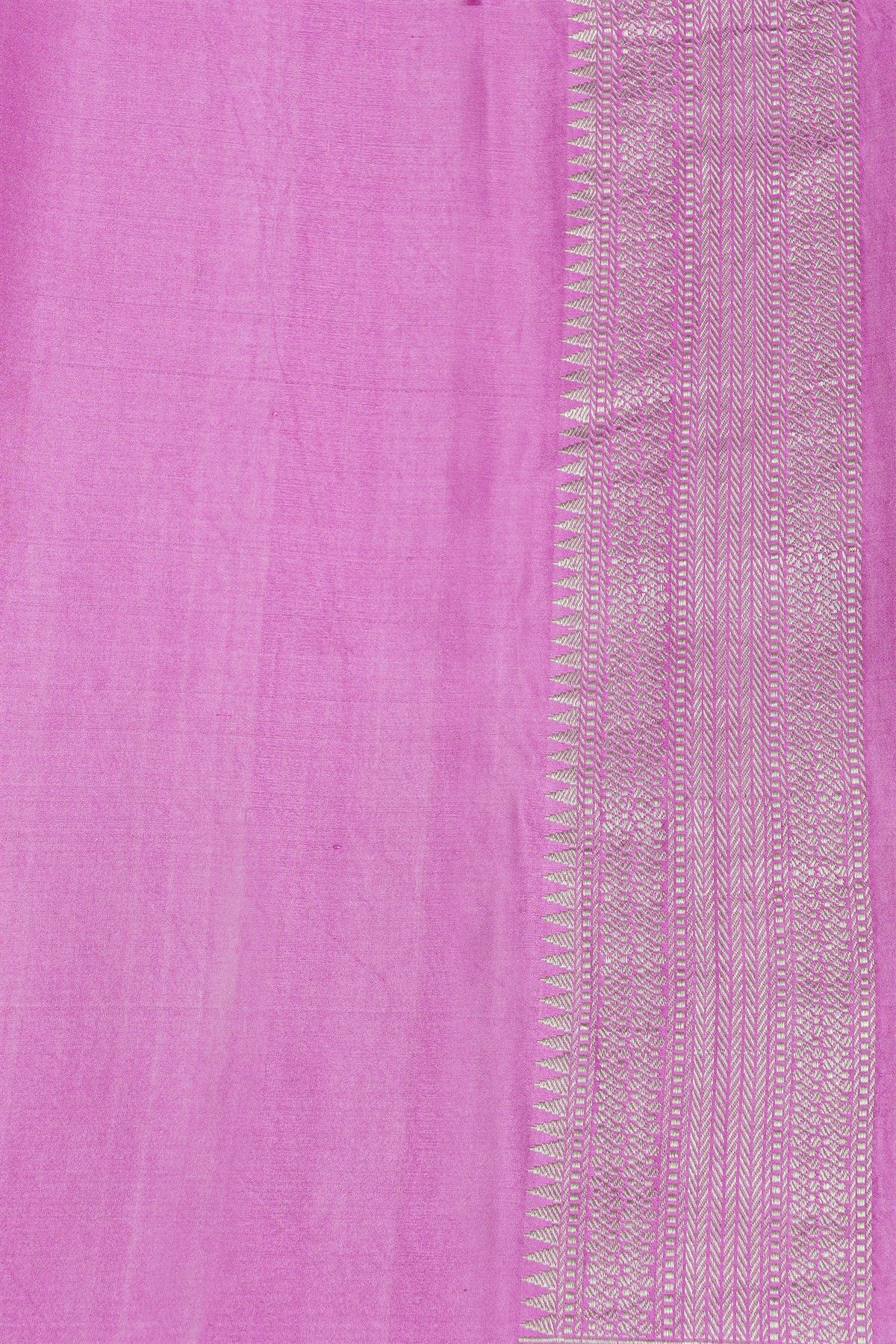Banarasi Silk Rani Pink Saree With Florals And Leaves Body And Self Florals And Leaves Border
