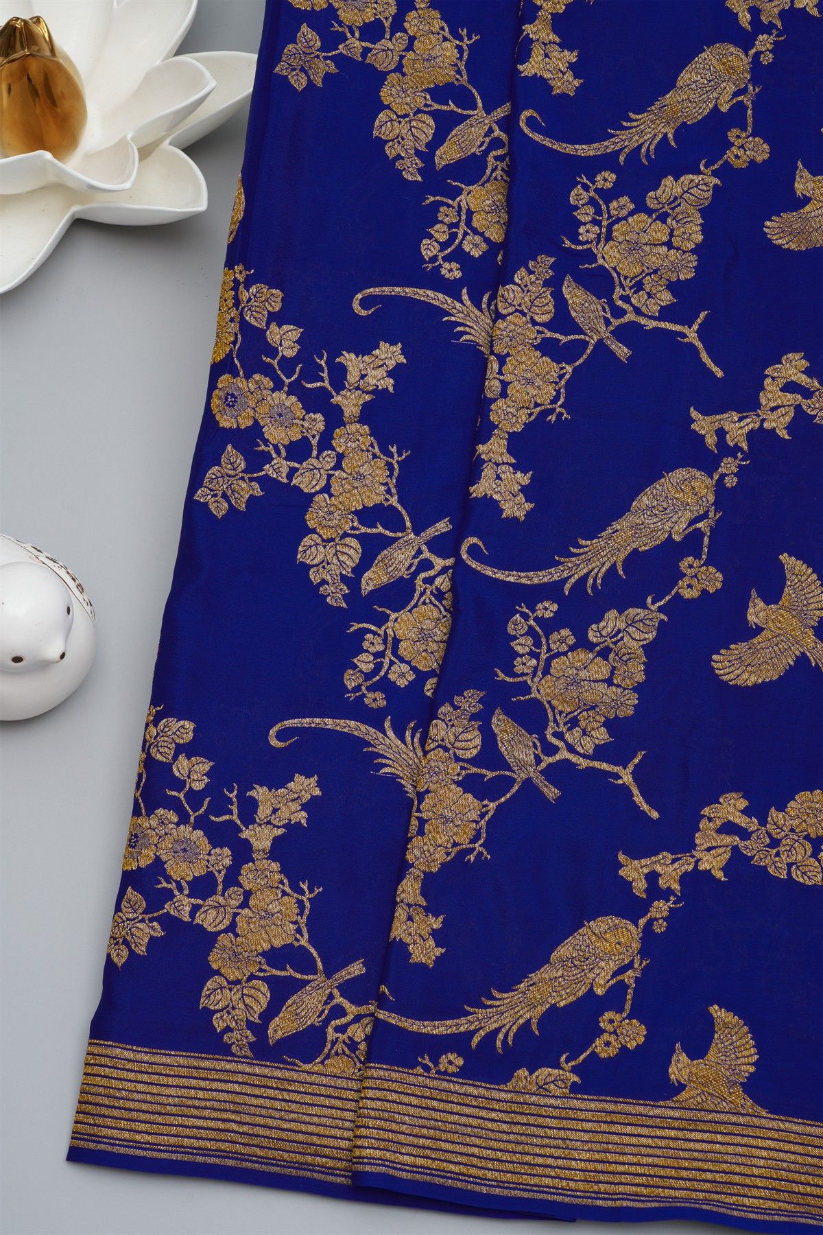 Banarasi Kaddi Georgette Blue Saree With Zari Lines Border