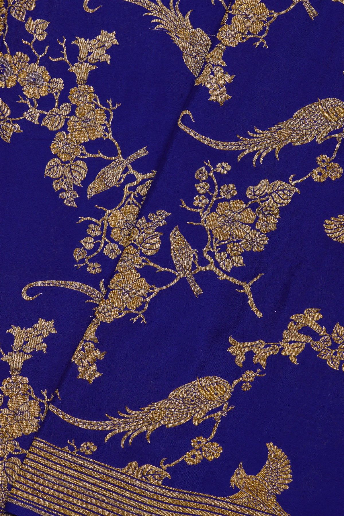 Banarasi Kaddi Georgette Blue Saree With Zari Lines Border