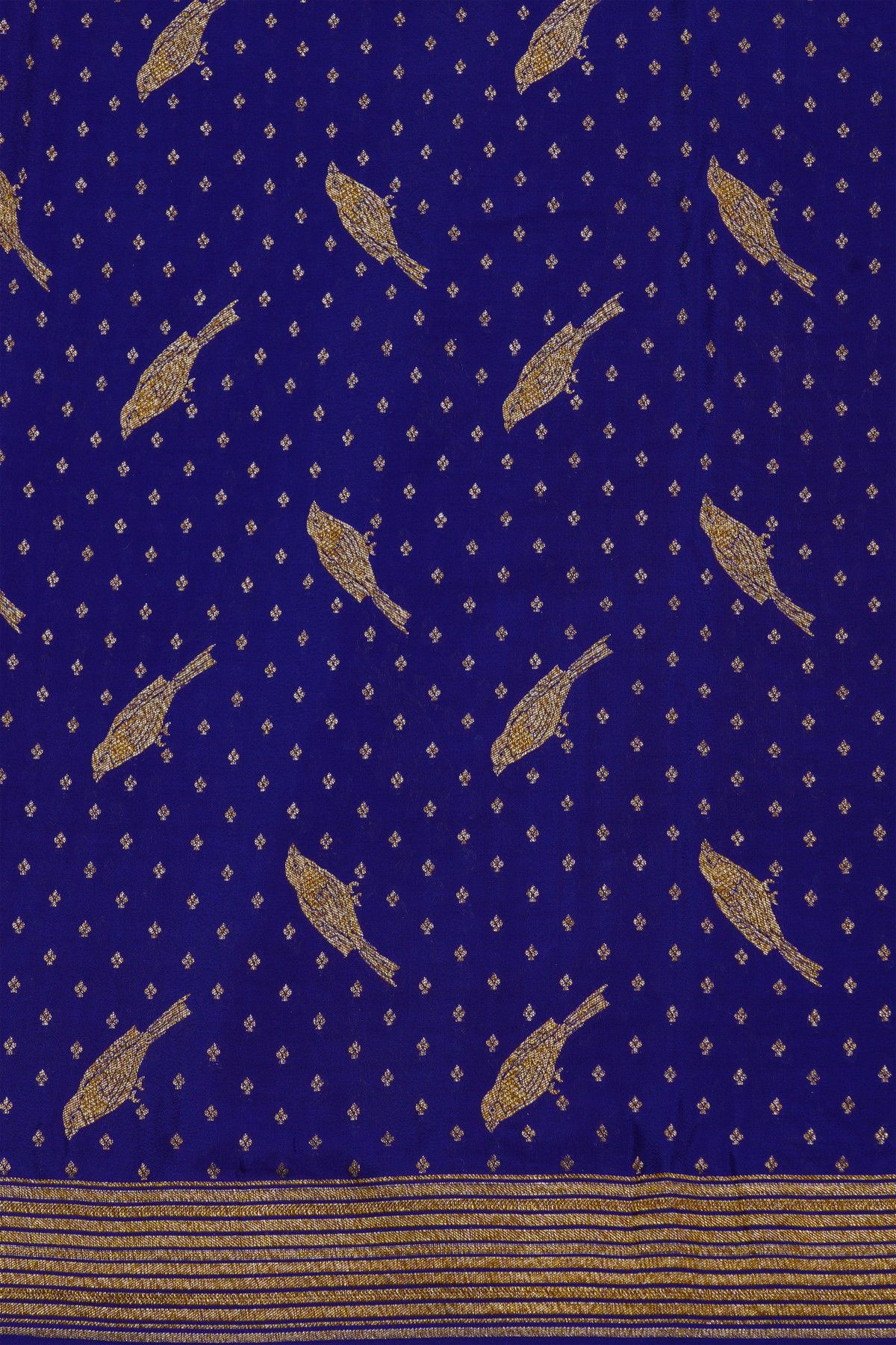 Banarasi Kaddi Georgette Blue Saree With Zari Lines Border