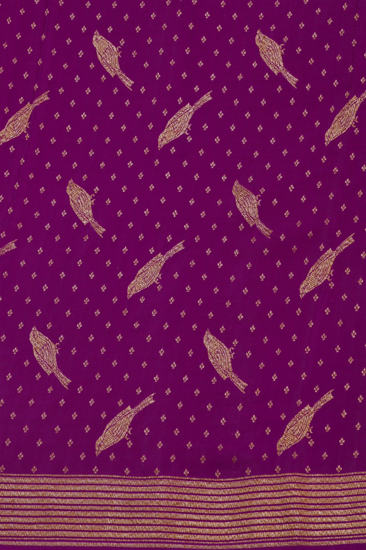 Banarasi Kaddi Georgette Purple Saree With Zari Lines Border