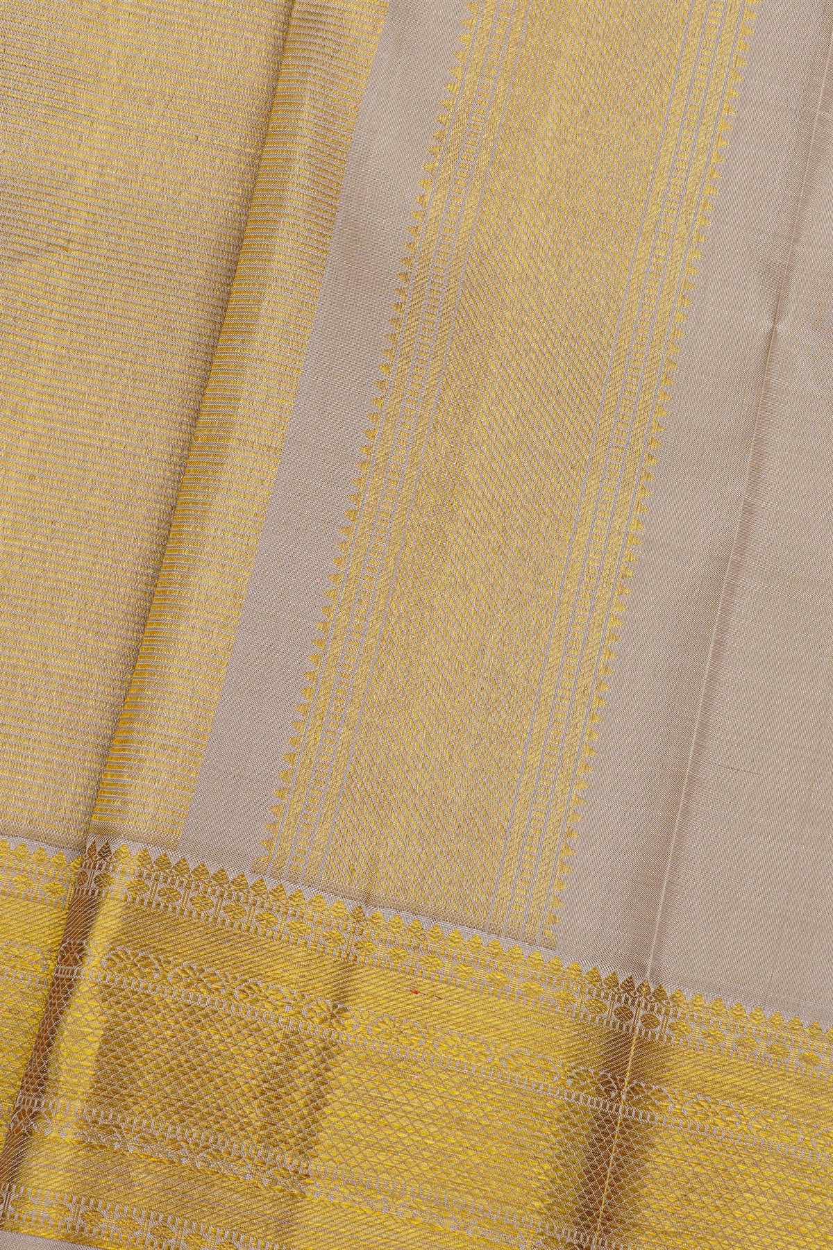 Kancheepuram Tissue Cream Bridal Dhoti With Zari Lines