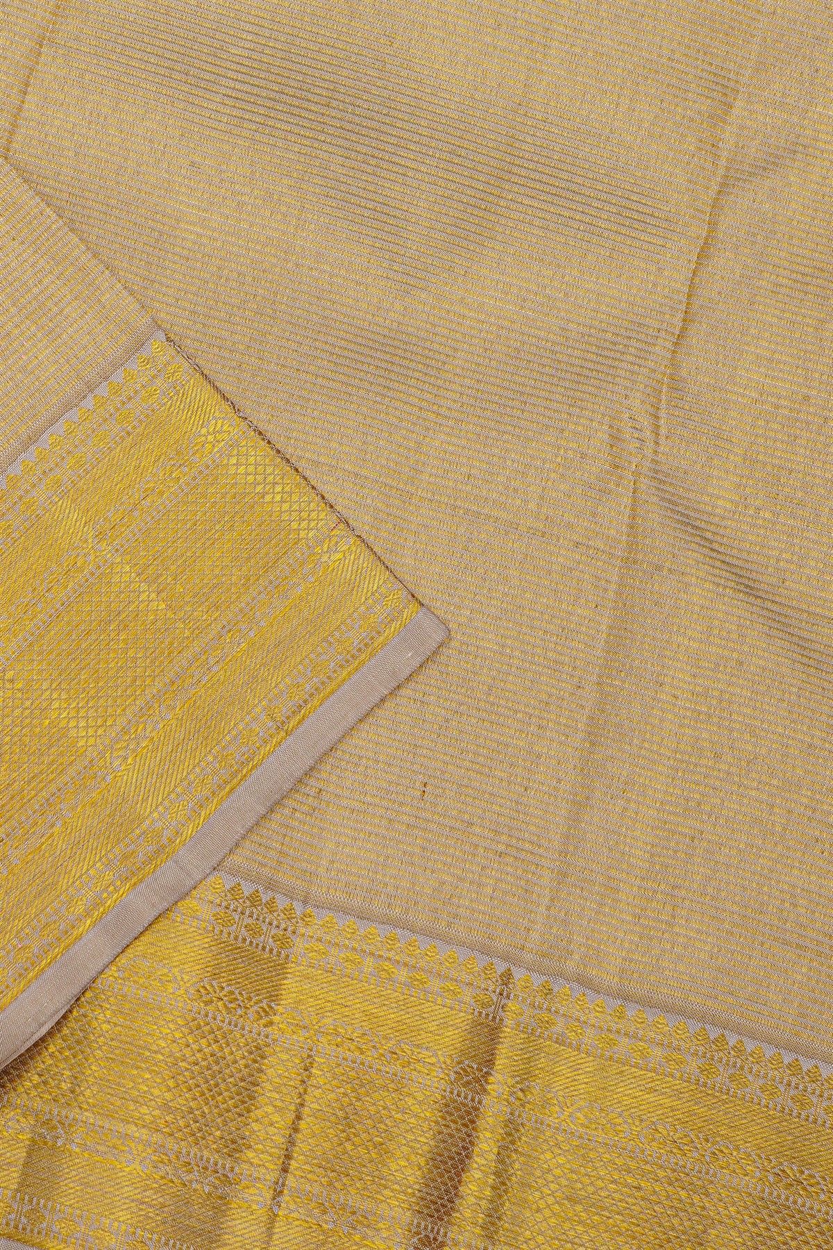 Kancheepuram Tissue Cream Bridal Dhoti With Zari Lines