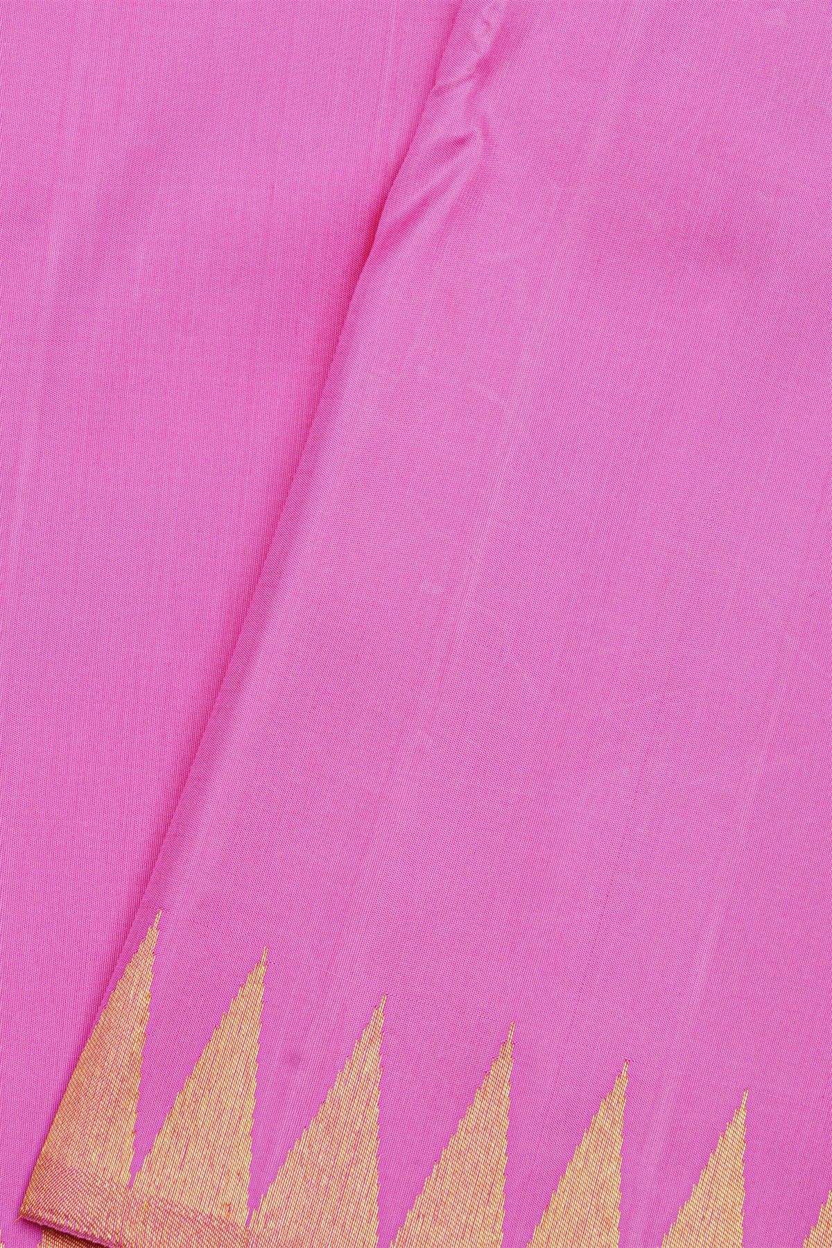 Kancheepuram Silk Lavender Saree With Self Temple Border And Kaddi Pallu