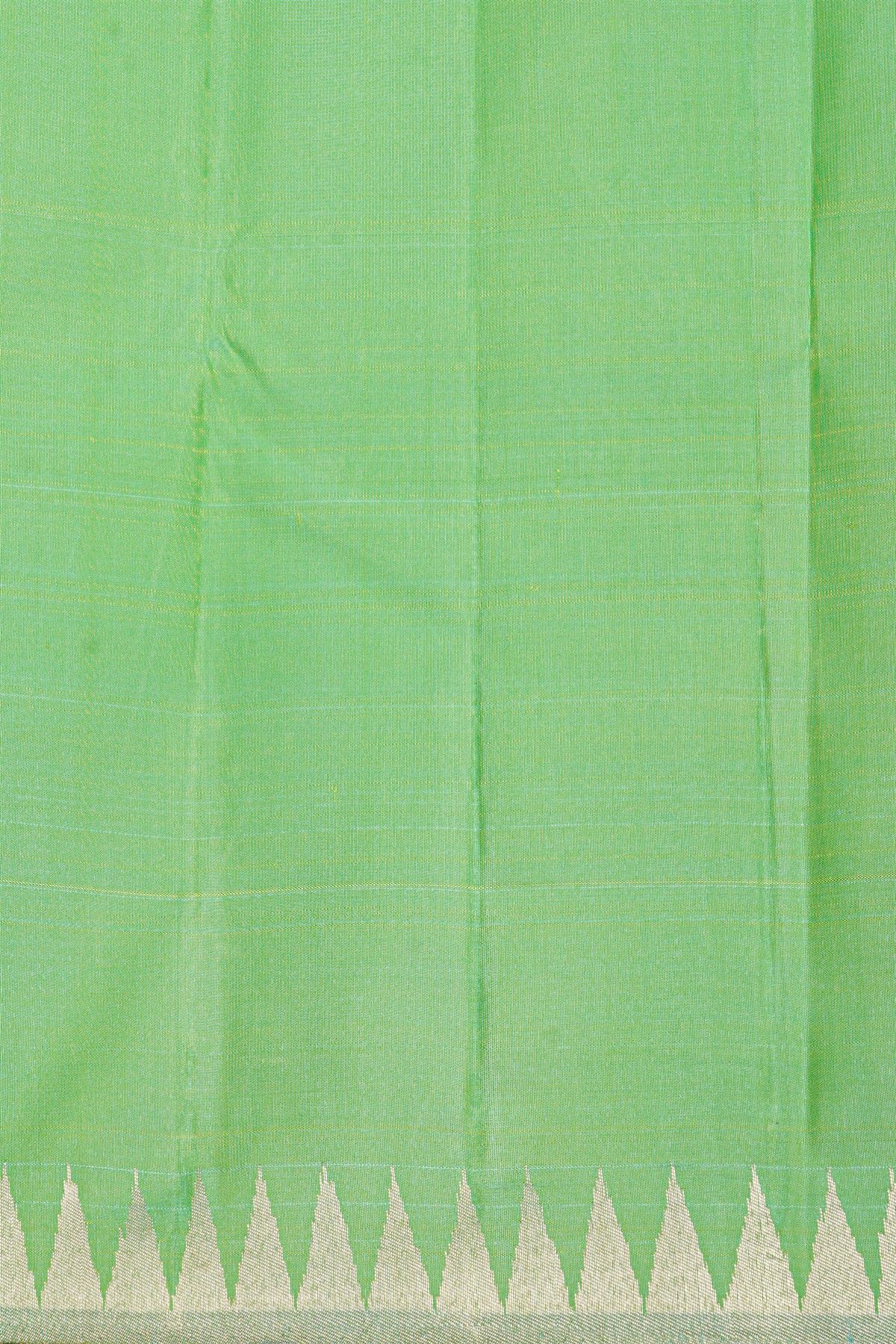 Kancheepuram Silk Sea Green Saree With Self Temple Border And Kaddi Pallu