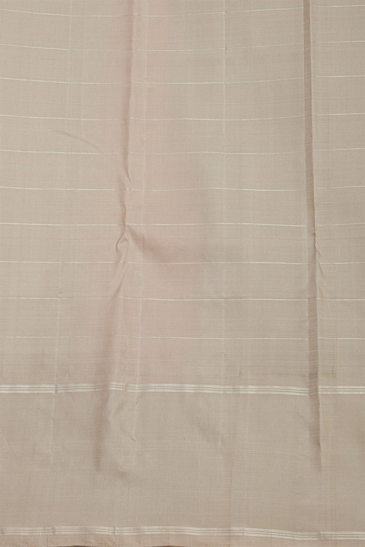 Kancheepuram Silk Peach Pink Saree With Dual Colour Checks Body Plain Border