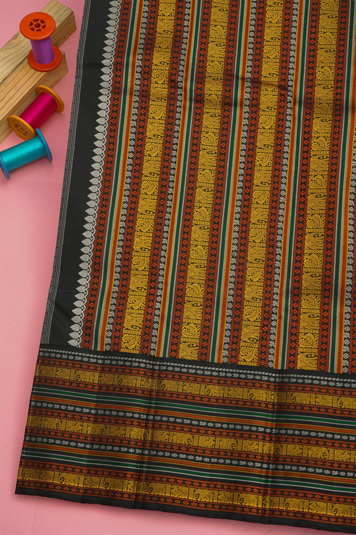 Kancheepuram Silk Mint Green Saree With Checks Body