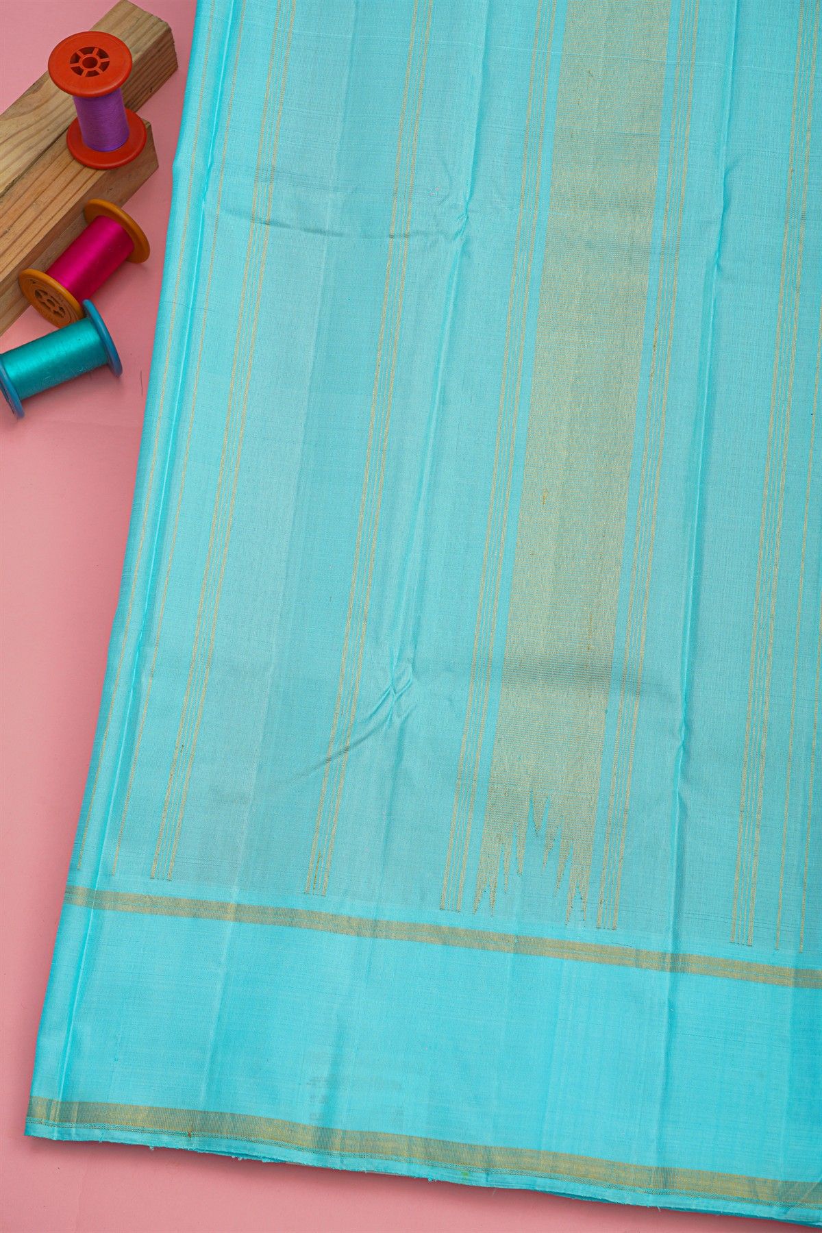 Kancheepuram Silk Navy Blue Saree With Thread Checks