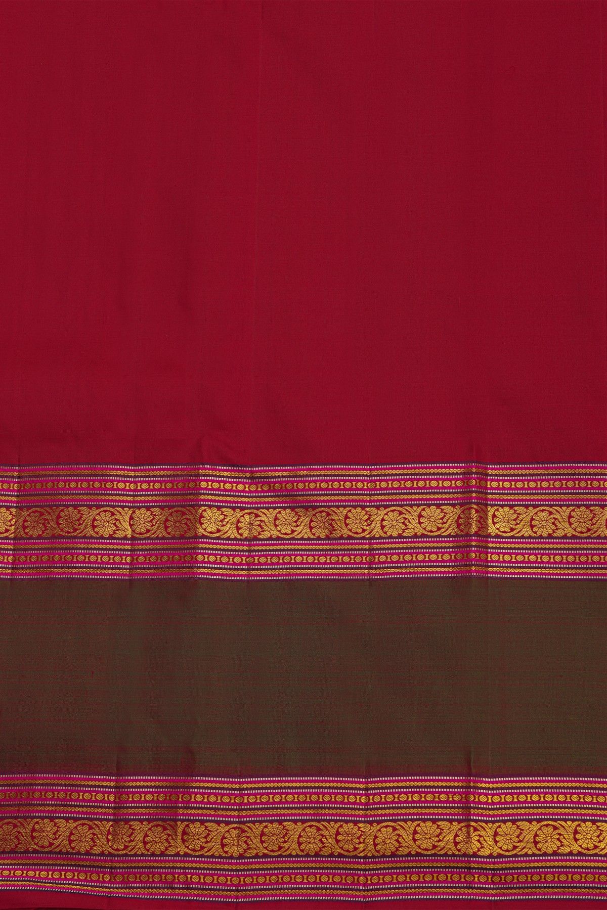 Kancheepuram Silk Maroon Saree With Zari Checks Traditional Gap Border