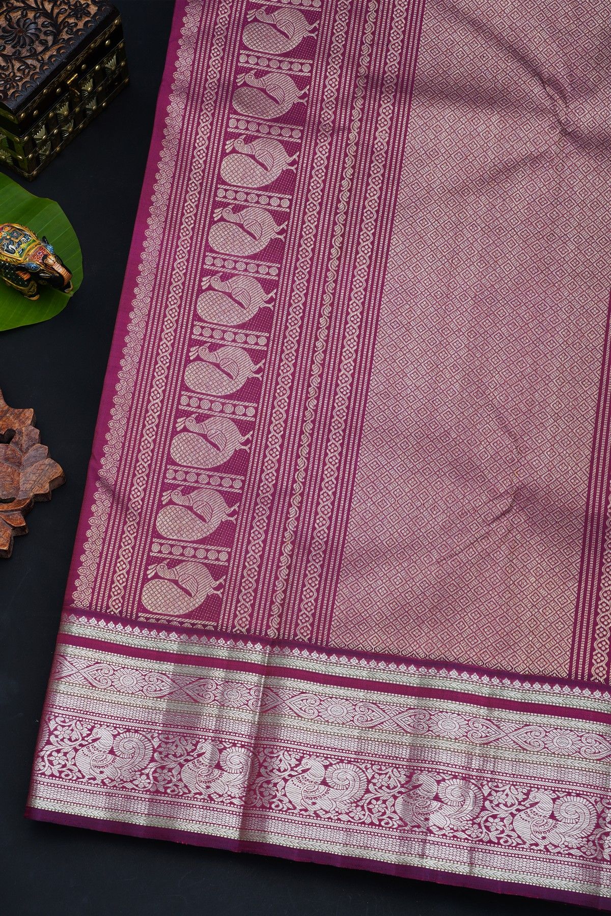 Kancheepuram Silk Yellow Saree With Dollar Buttis Body And Contrast Ganga Jamuna Border