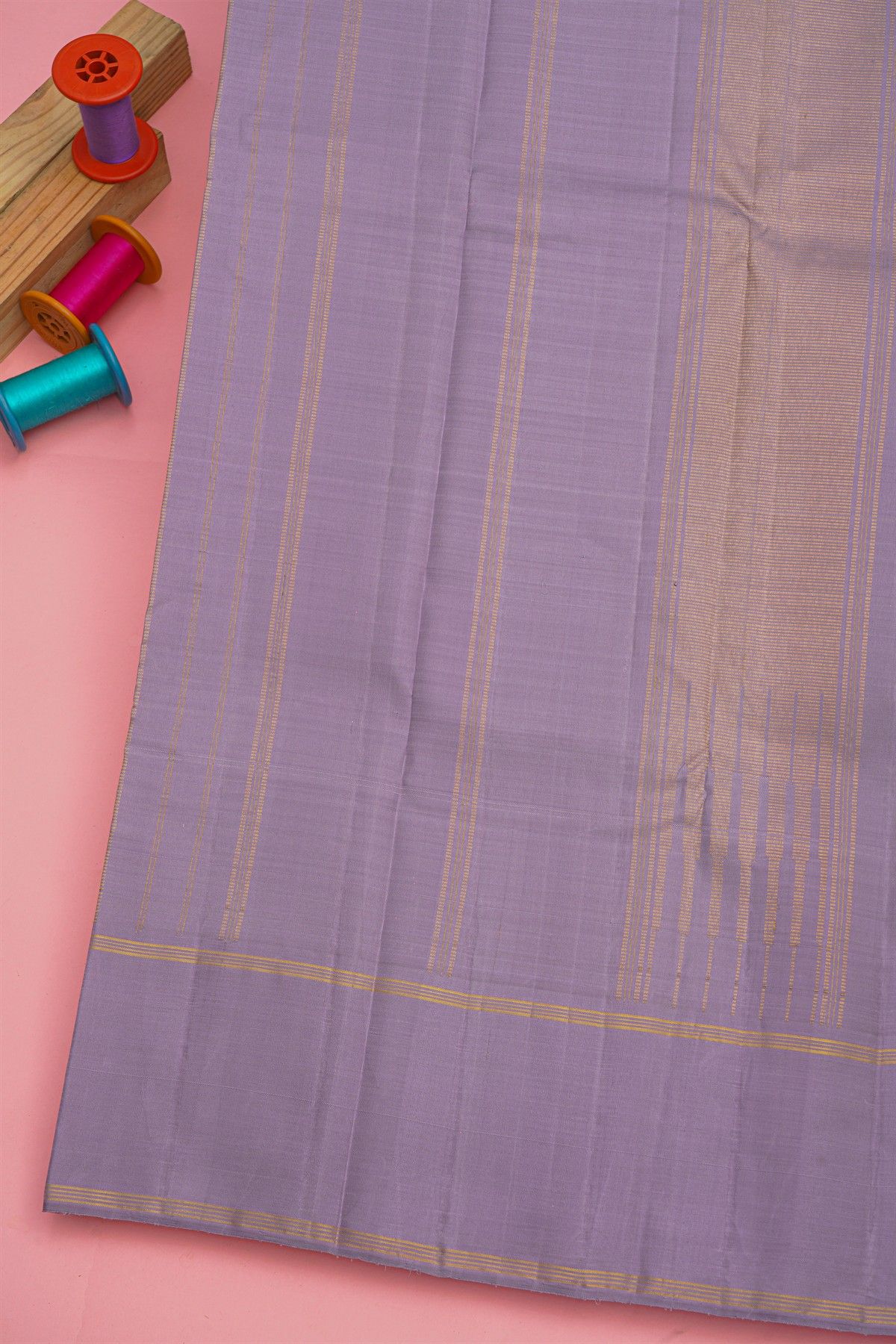 Kancheepuram Silk Mint Green Saree With Multi Checks Kuttu Plain Border