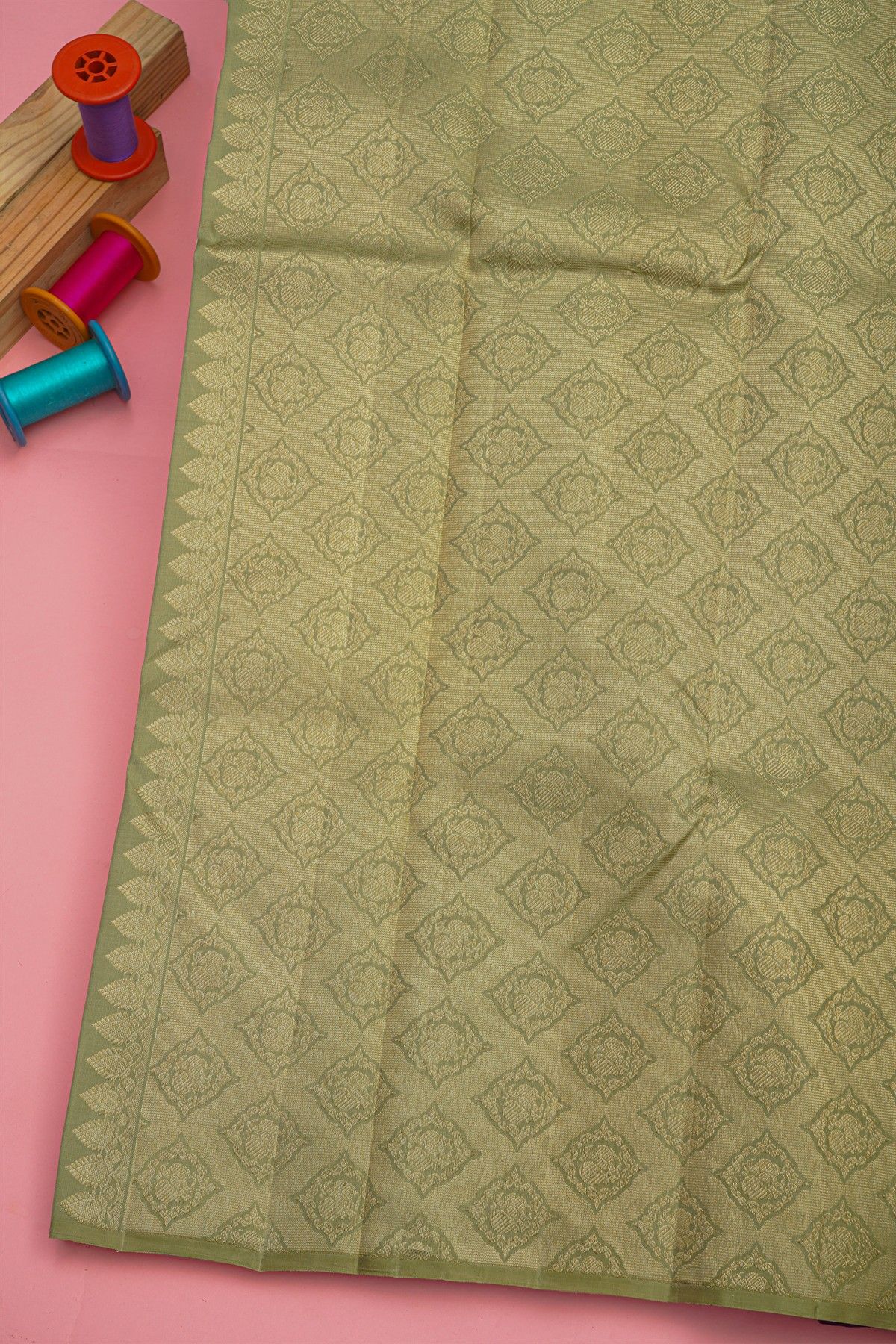 Kancheepuram Silk Violet Saree With Elephants And Lines In Zari Body