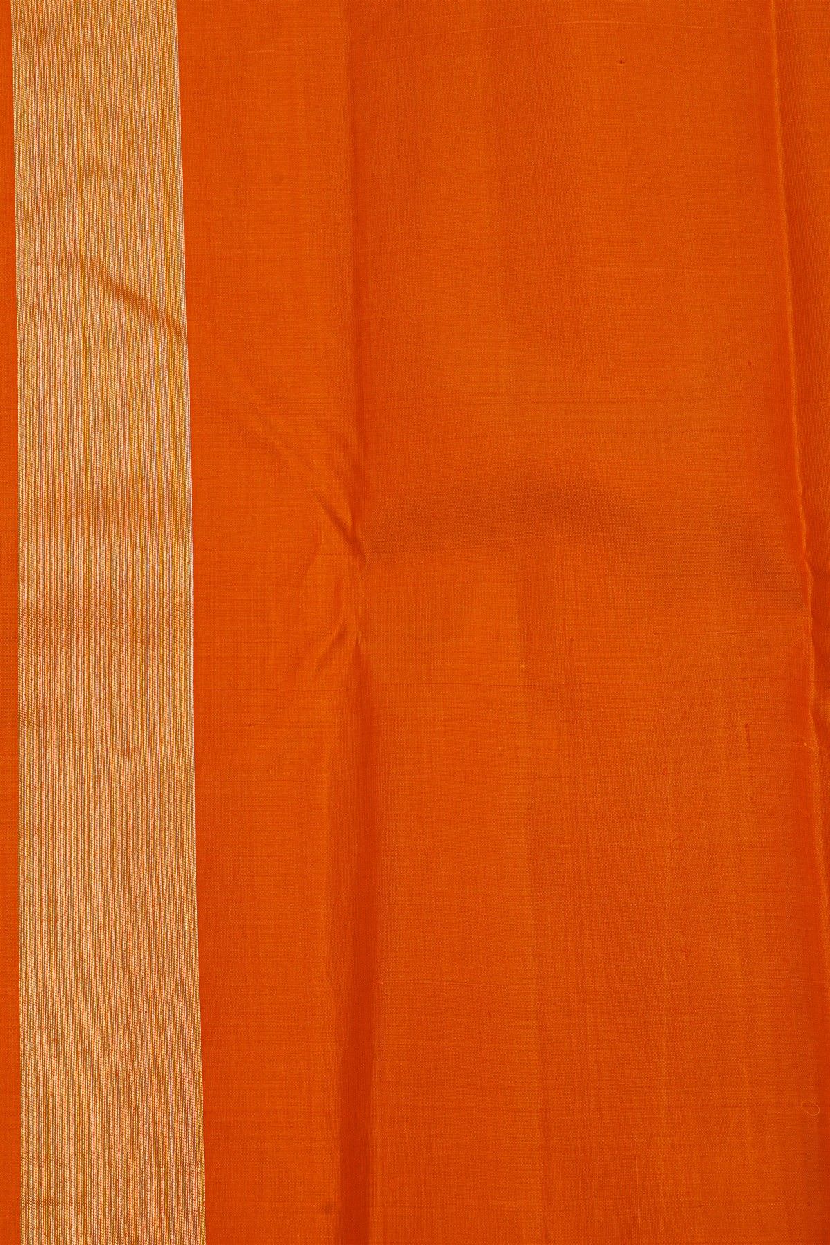 Kancheepuram Silk Orange Saree With Huge Golden Zari Temples And Buttis