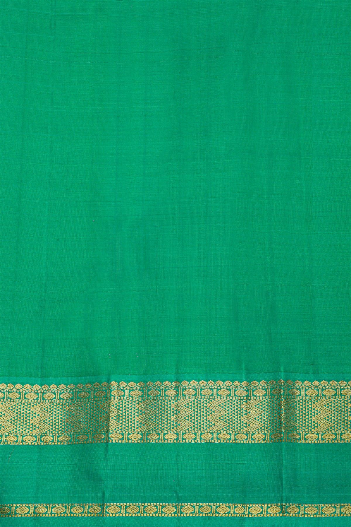 Kancheepuram Silk Royal Blue Saree With Checks Body And Contrast Gap Border
