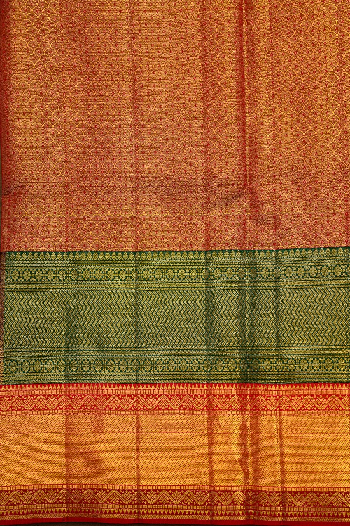 Kancheepuram Tissue Gold Saree With Majestic Floral Brocade Pallu