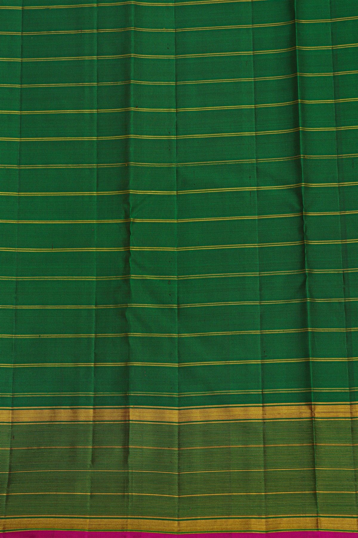 Kancheepuram Silk Bottle Green Saree With Zari Lines In Checks