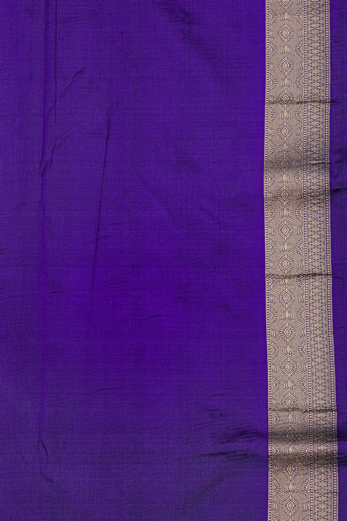 Banarasi Silk Purple Saree With Florals And Birds