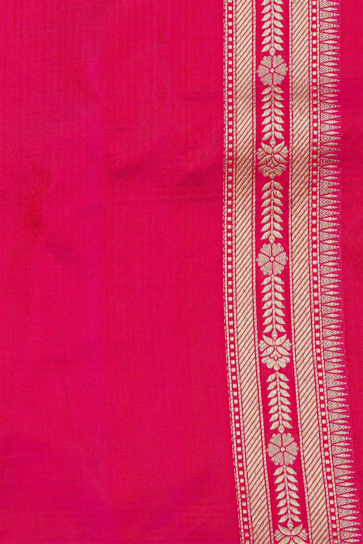 Banarasi Silk Pink Saree With Florals And Animals Body