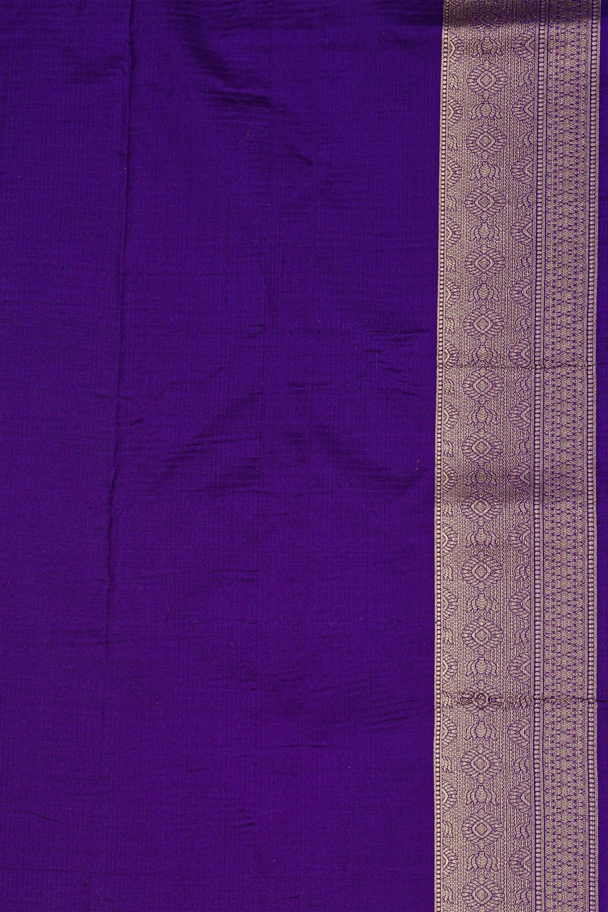Banarasi Silk Violet Saree With Florals And Birds