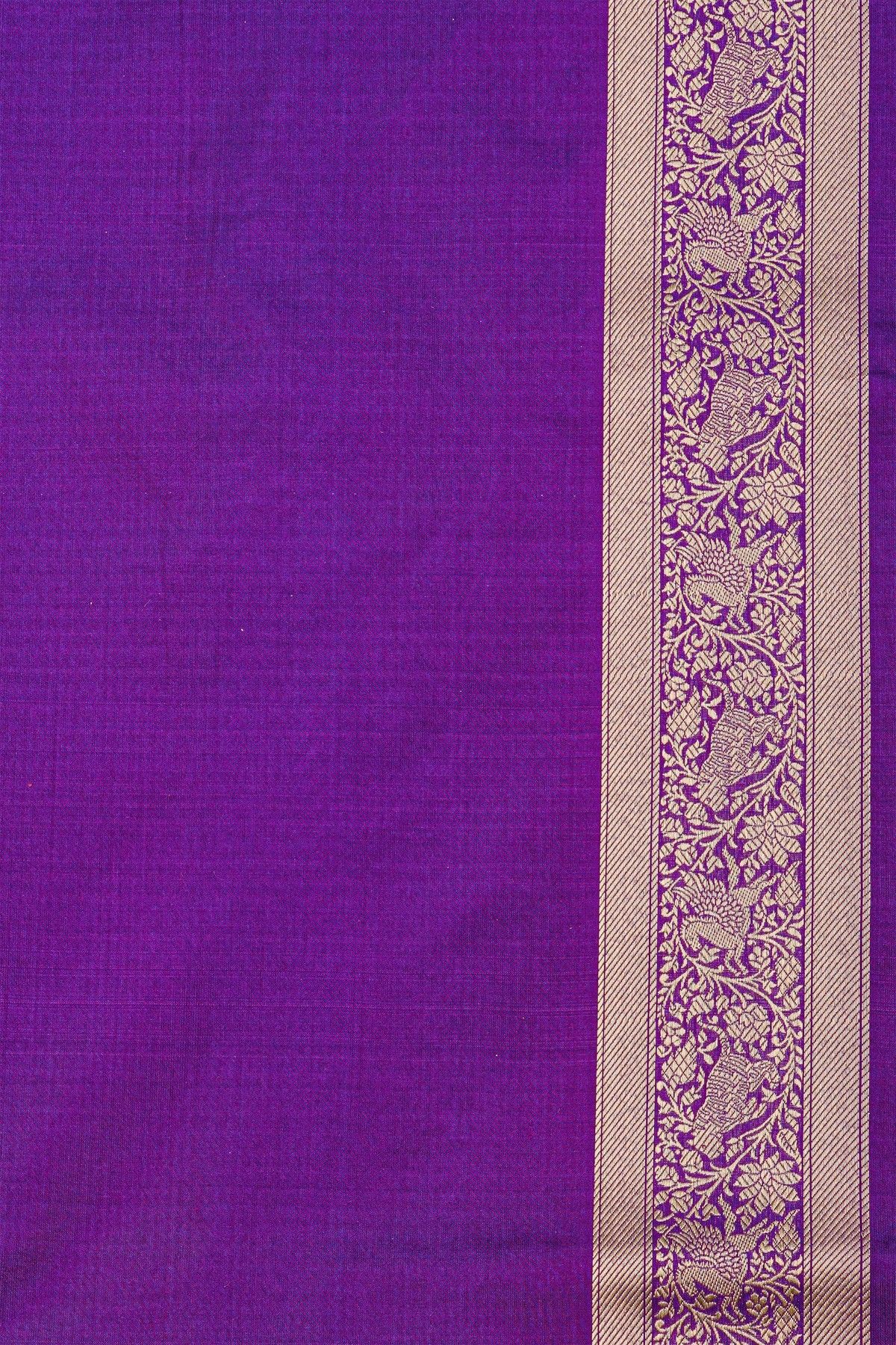 Banarasi Silk Royal Blue Saree With Florals Self Border