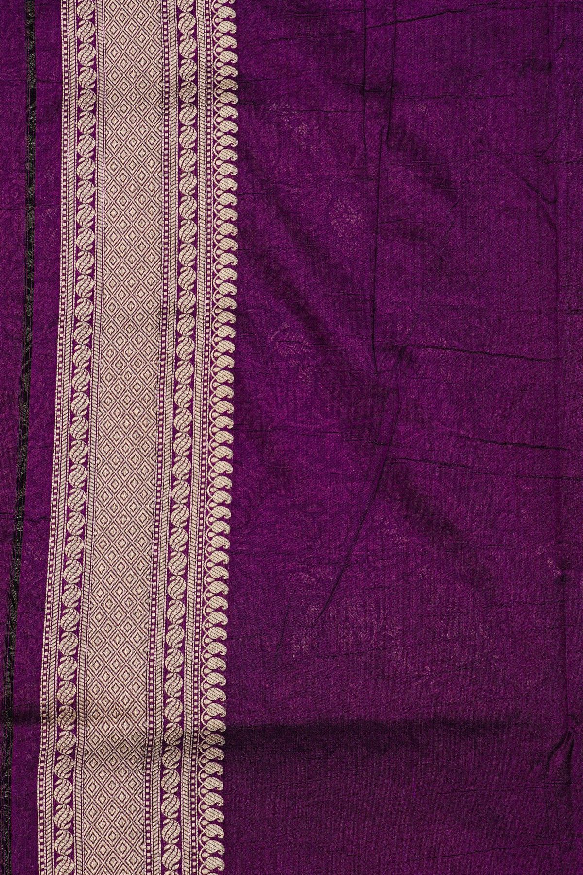 Banarasi Silk Purple Saree With Diamonds In Zari Border