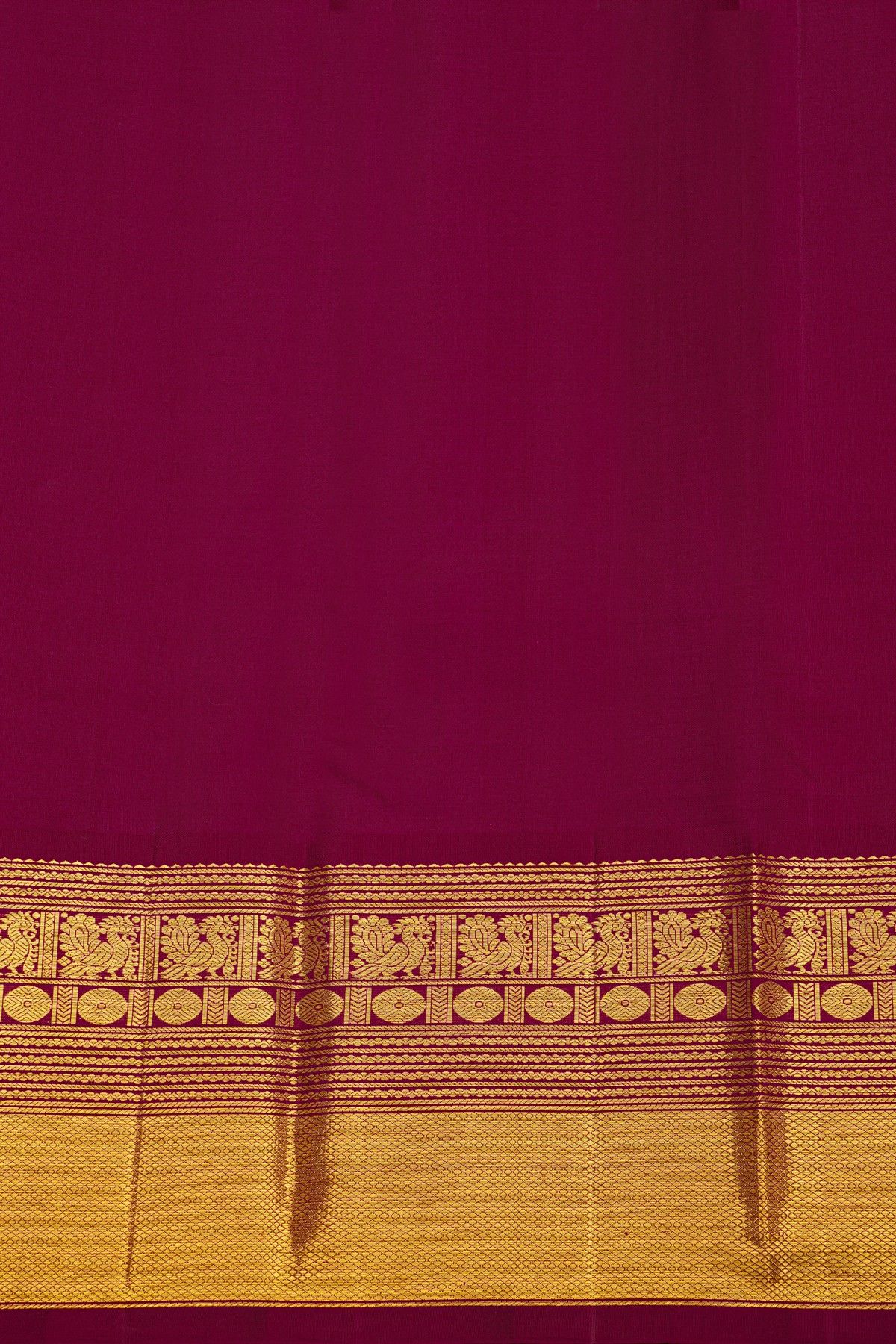 Kancheepuram Silk Lavender Saree With Checks And Floral Buttis Body And Contrast Peacocks Border