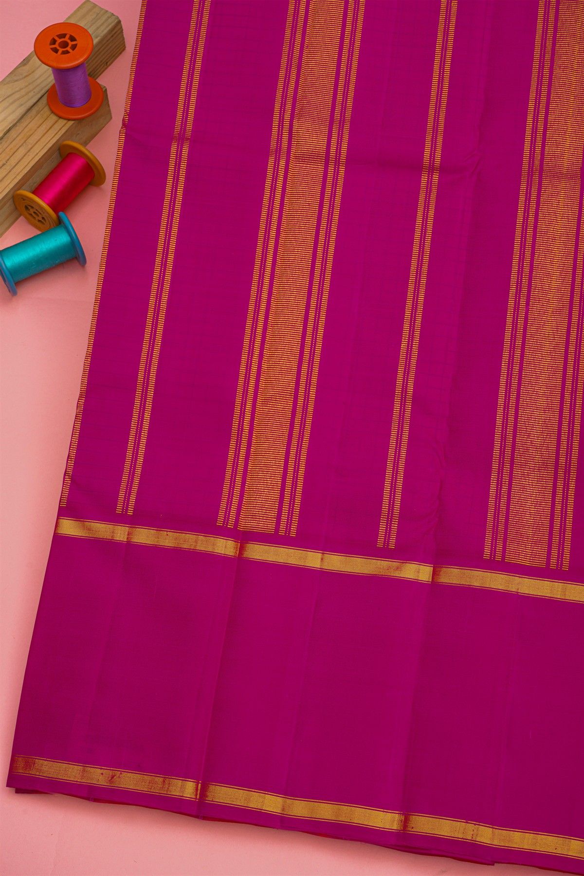 Kancheepuram Silk Yellow Saree With Ganga Jamuna Gap Border