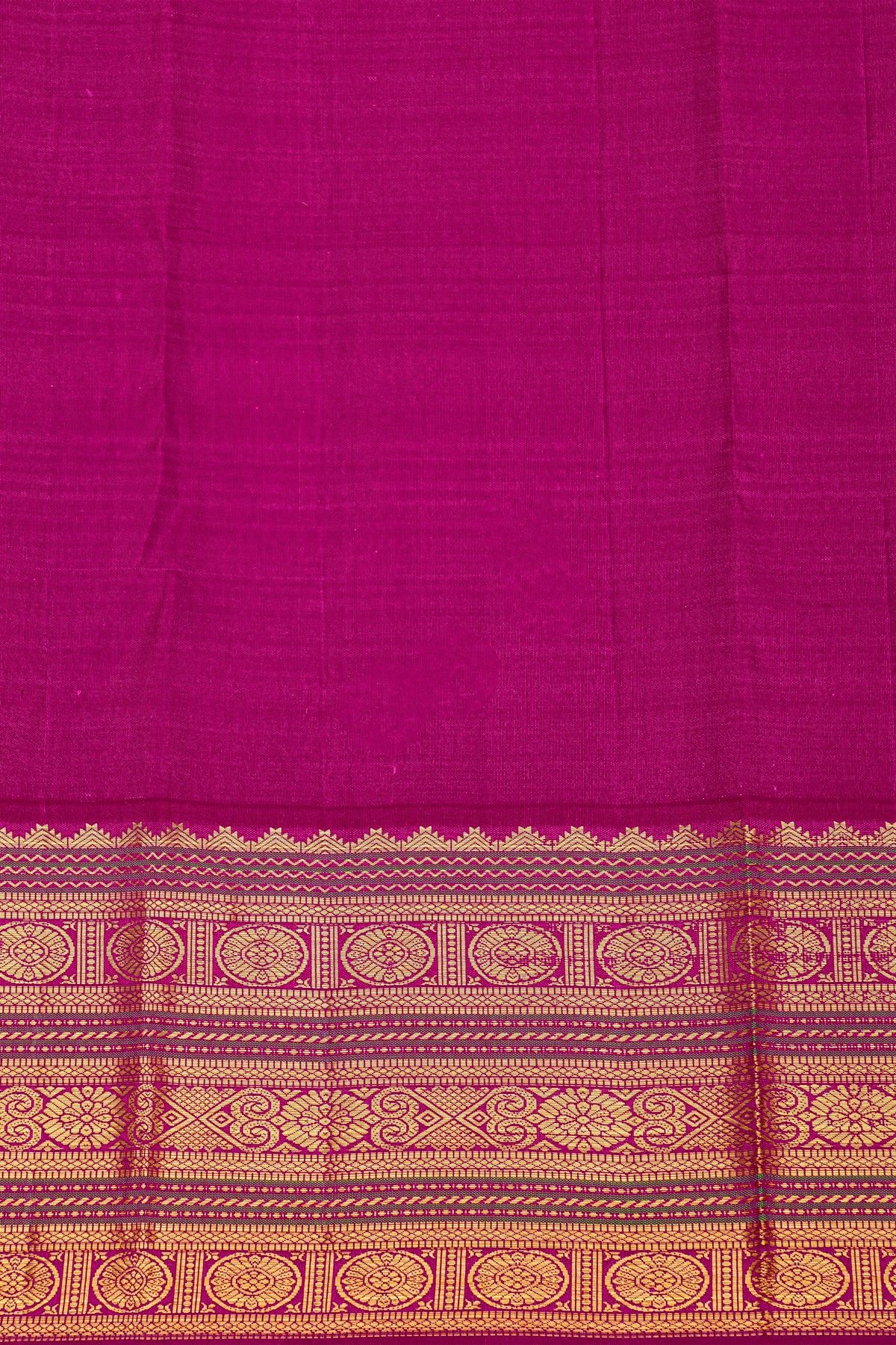 Kancheepuram Silk Sky Blue Saree With Florals And Buttis Body And Contrast Florals And Buttis Border