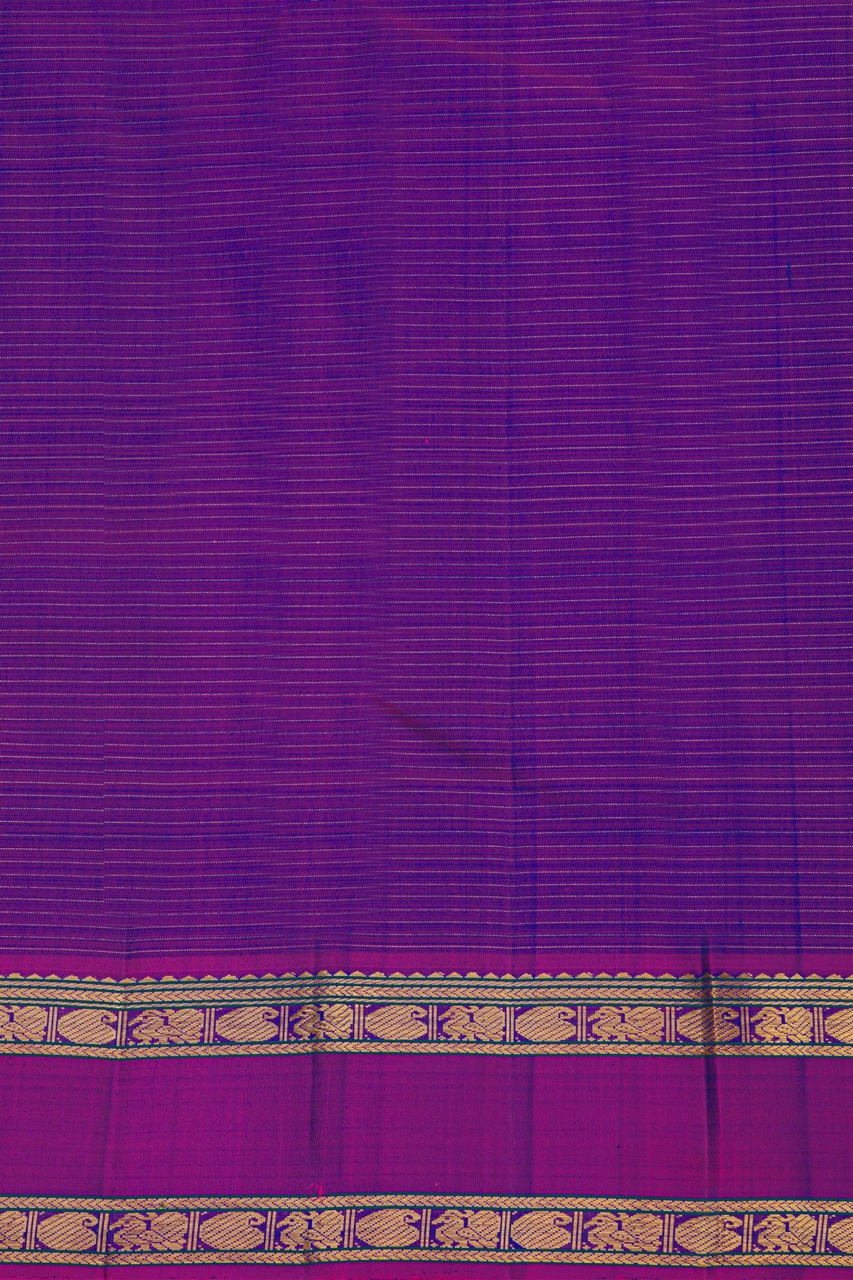 Kancheepuram Silk Peacock Blue Saree With Zari Checks Body Gap Border