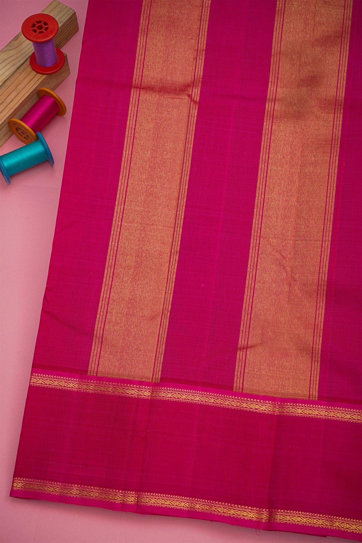 Kancheepuram Silk Sky Blue Saree With Kattam Checks