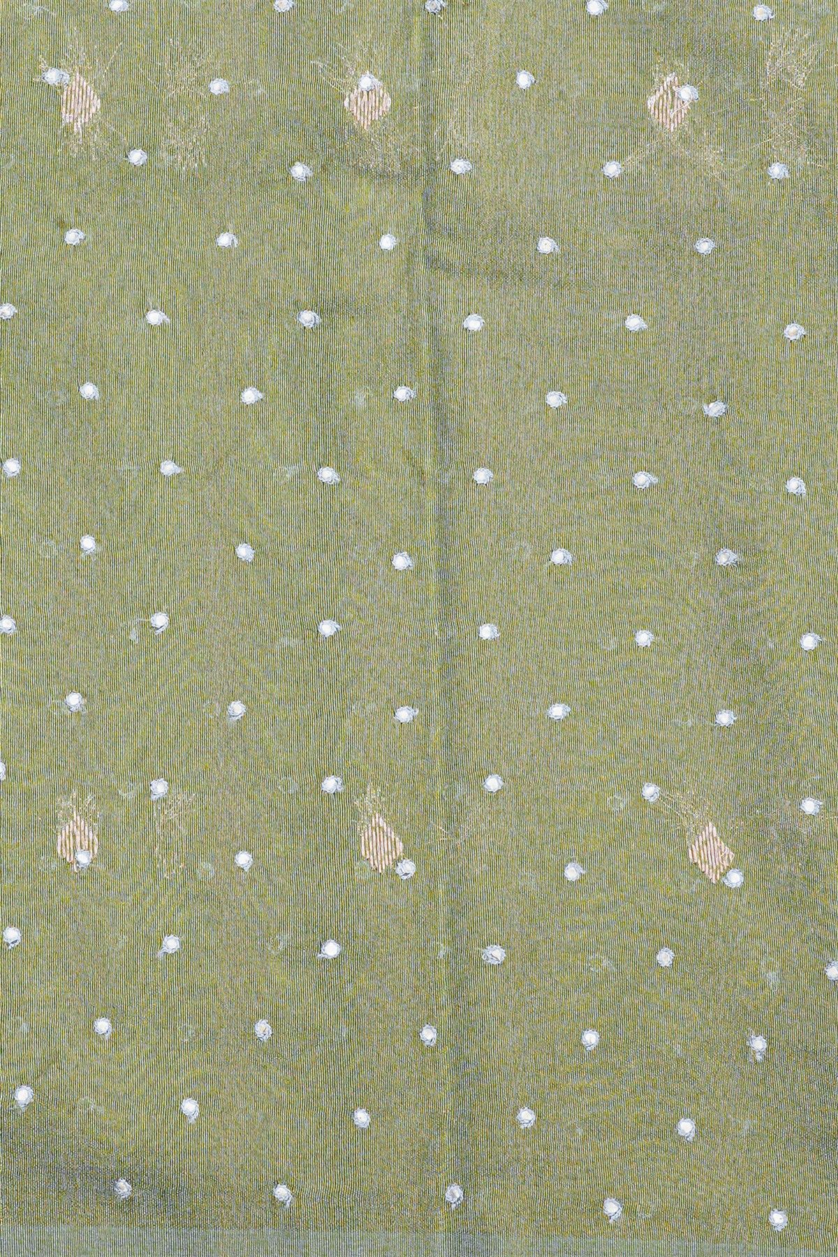 Fancy Tussar Dual Colour Saree With Florals And Leaves In Thread Work Body And Floral Brocade Pallu