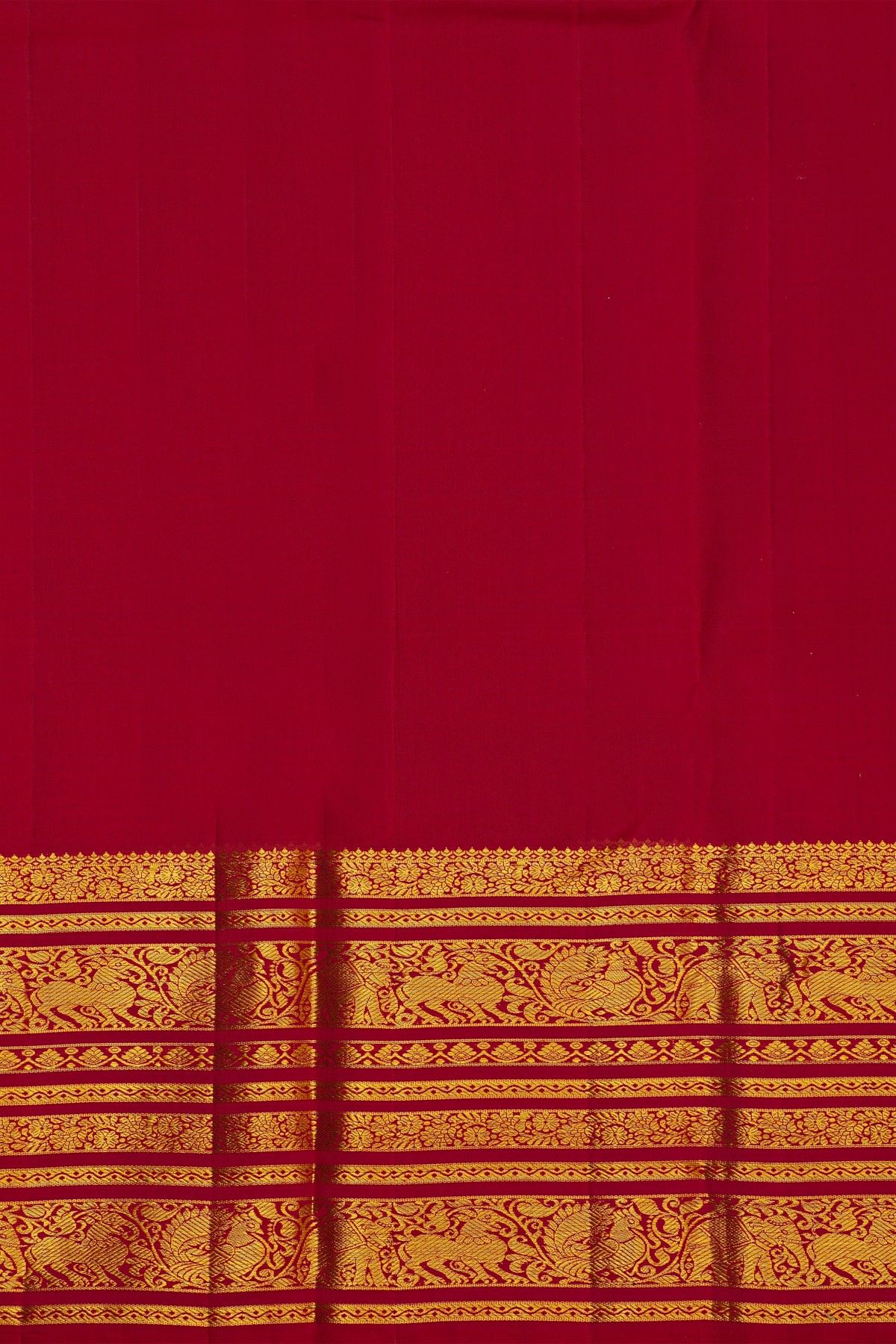 Kancheepuram Silk Magenta Saree With Elephants And Yalis Border