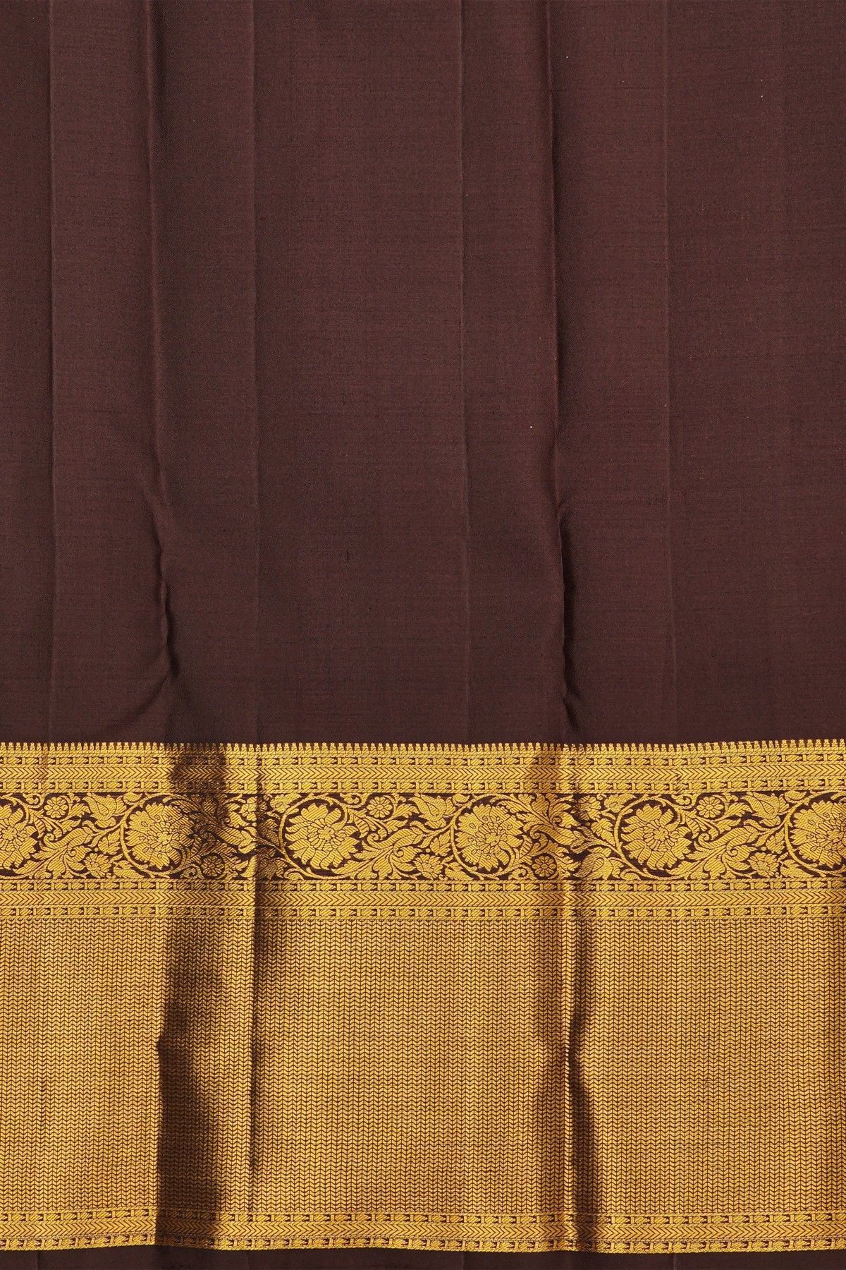 Kancheepuram Silk Brown Saree With Florals And Parrots Body