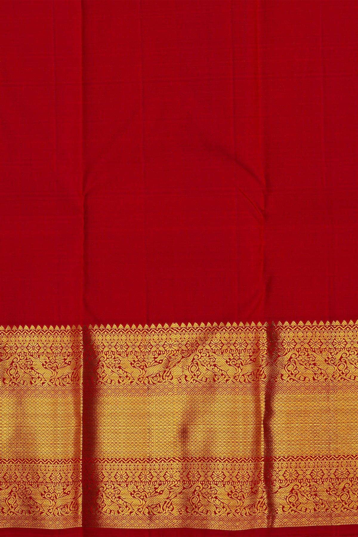 Kancheepuram Silk Red Saree With Small Buttas Body Self Border