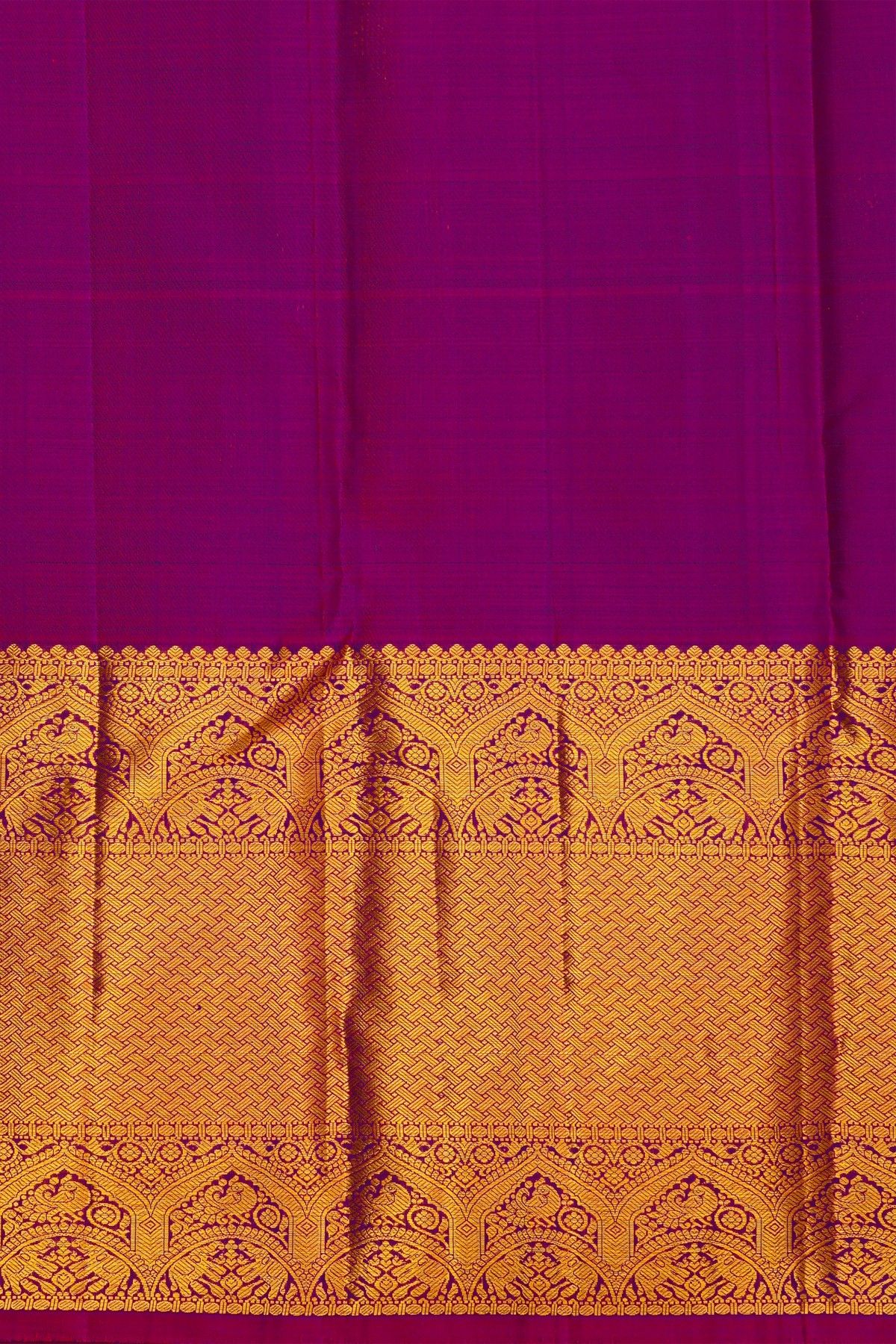 Kancheepuram Silk Purple Saree With Wedding Procession Border