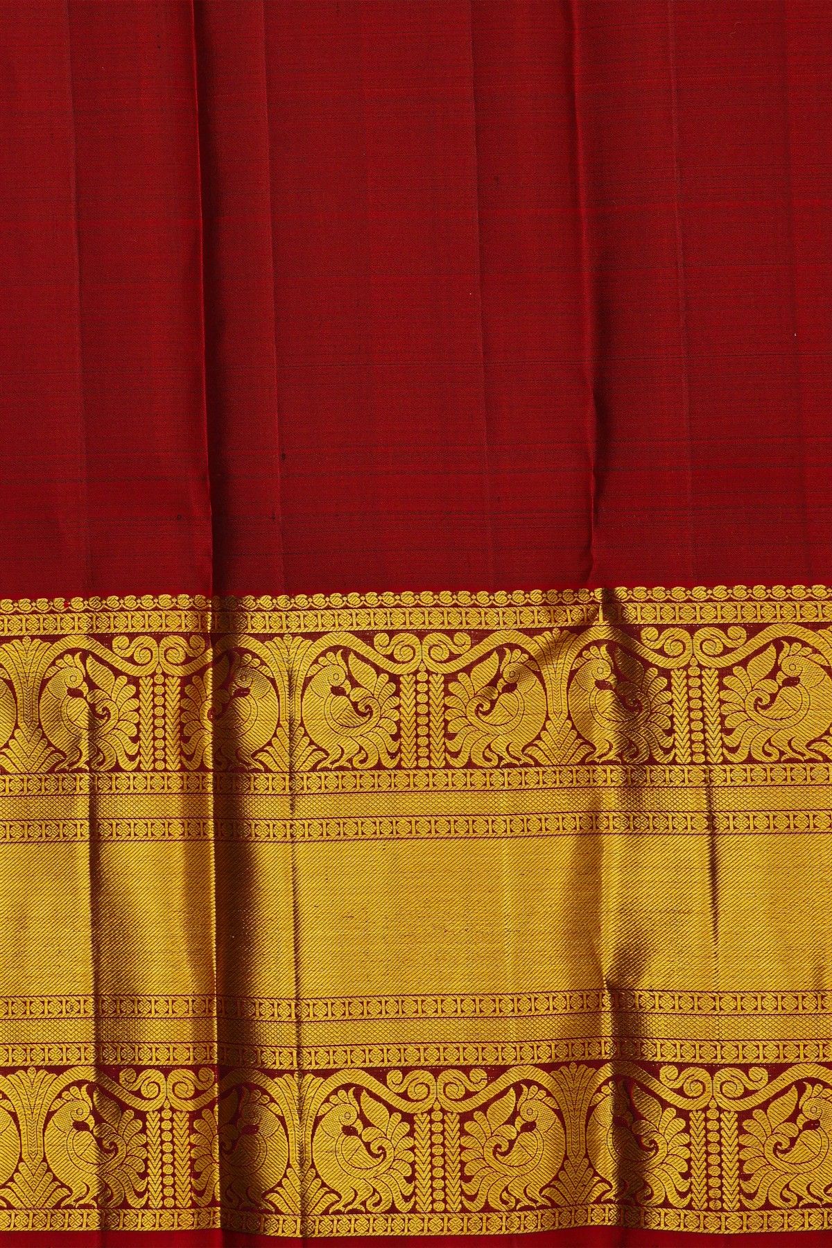 Kancheepuram Silk Bottle Green Saree With Mayil And Annam Korvai Border
