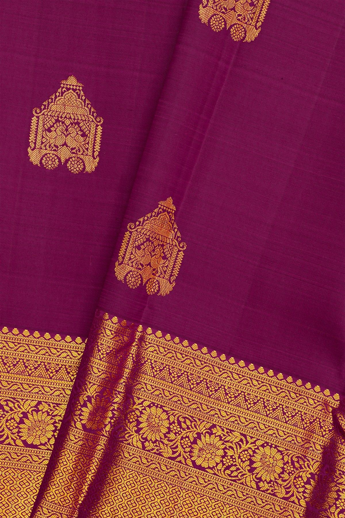 Kancheepuram Silk Deep Magenta Saree With Pallaki Motifs Body